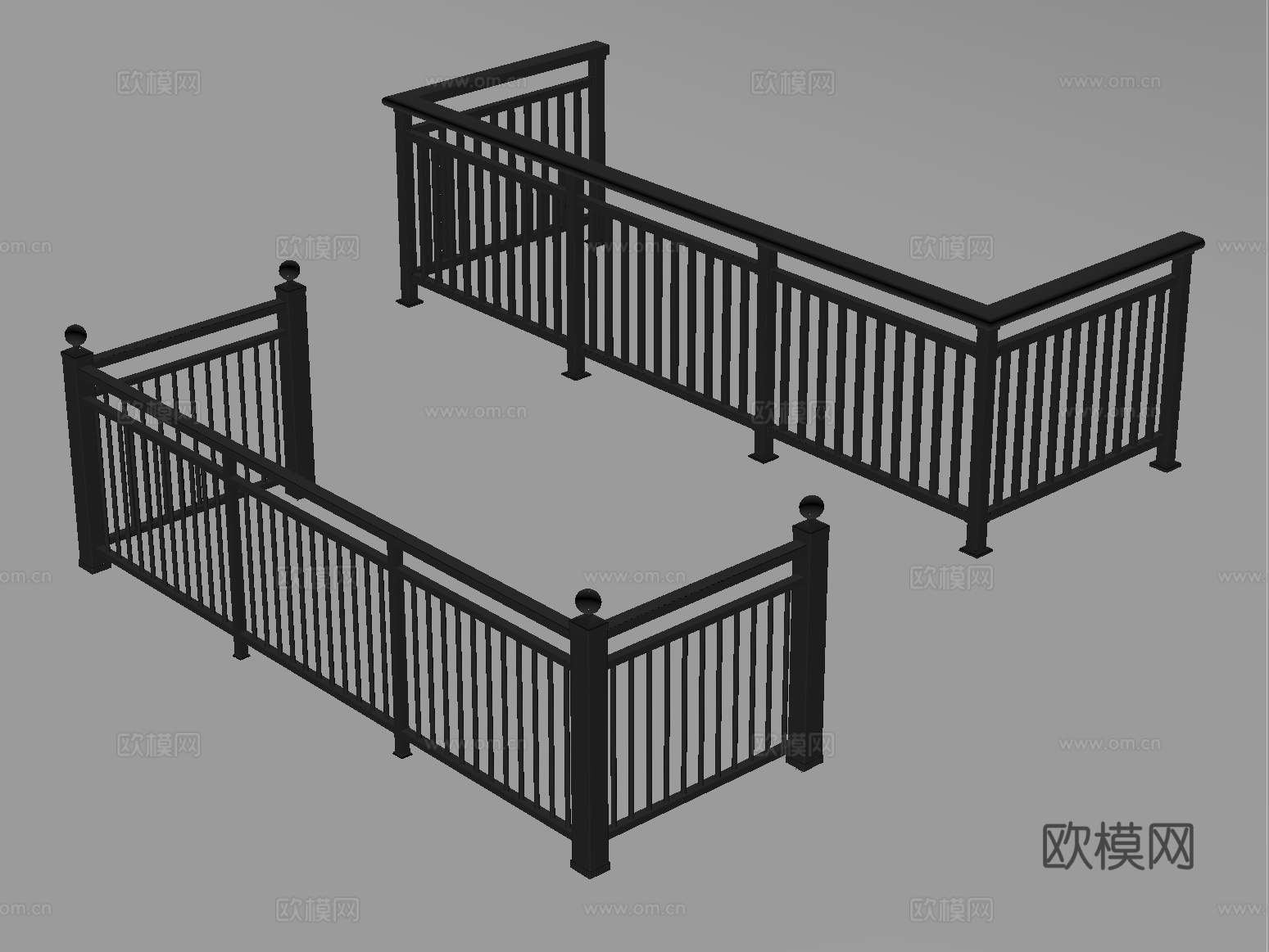 现代围栏护栏 铁艺栏杆 扶手su模型