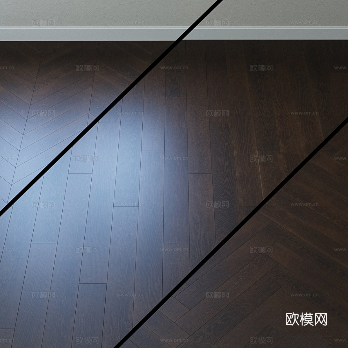 Upofloor 橡木深色橡木拼花地板3d模型下载