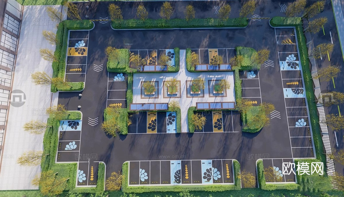 现代创意停车场 创意停车位su模型