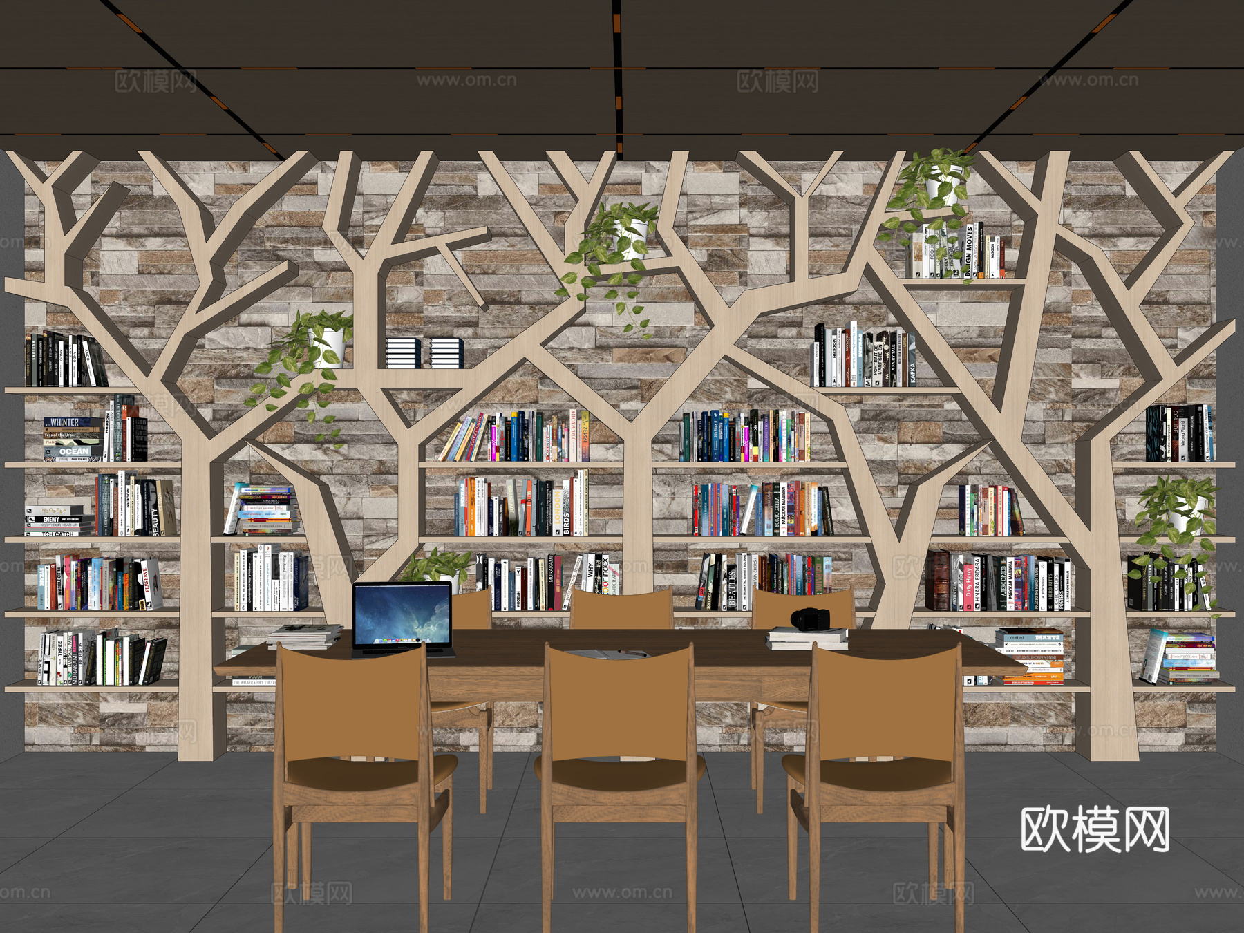 现代创意书柜 树形书架 展柜 展架 置物架 装饰架 储物柜su模型