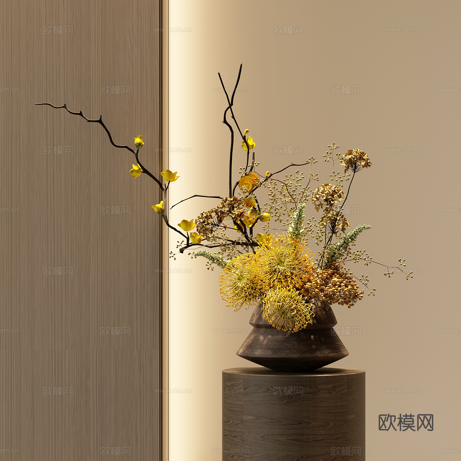 现代花瓶花艺插花3d模型下载