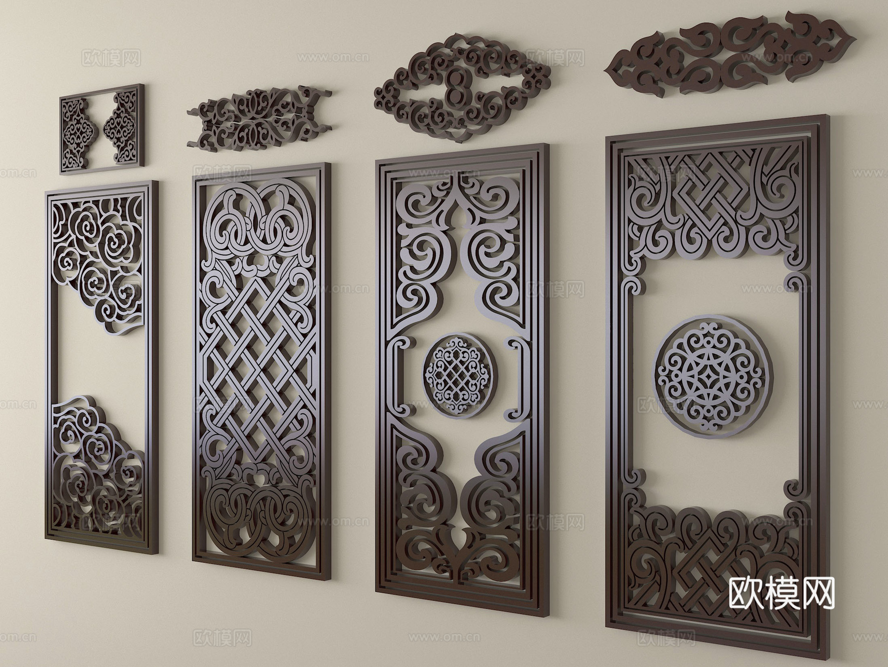 中式雕花 仿古雕花 浮雕雕花su模型