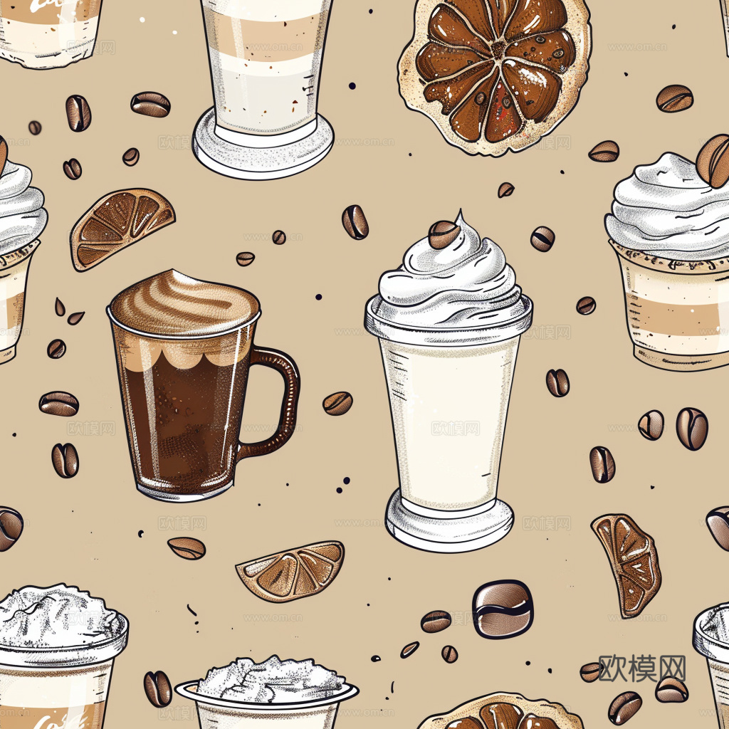 咖啡壁纸 花纹壁纸 卡通壁纸 壁纸