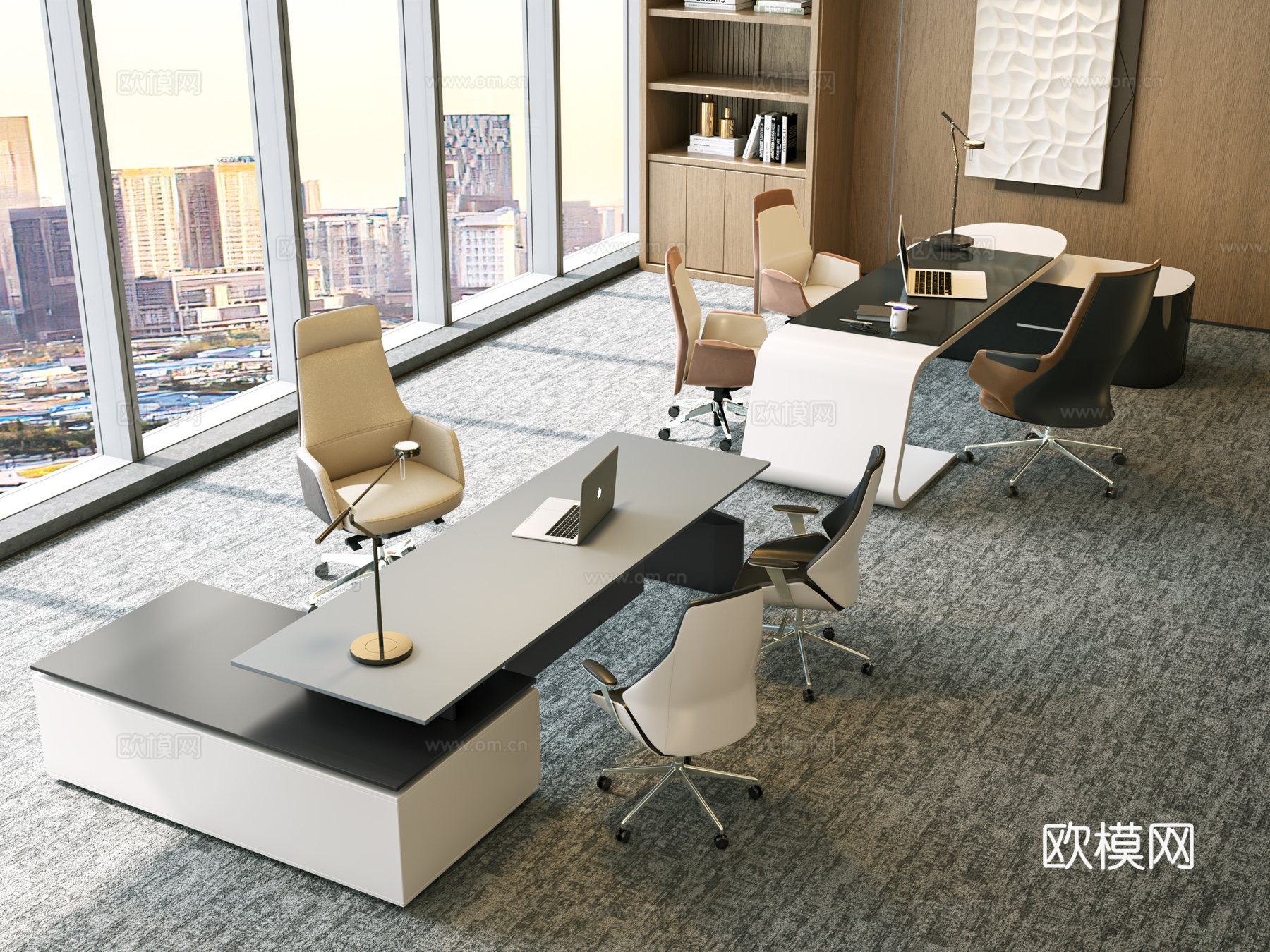 现代办公桌椅 老板桌椅 班台桌椅 经理室su模型
