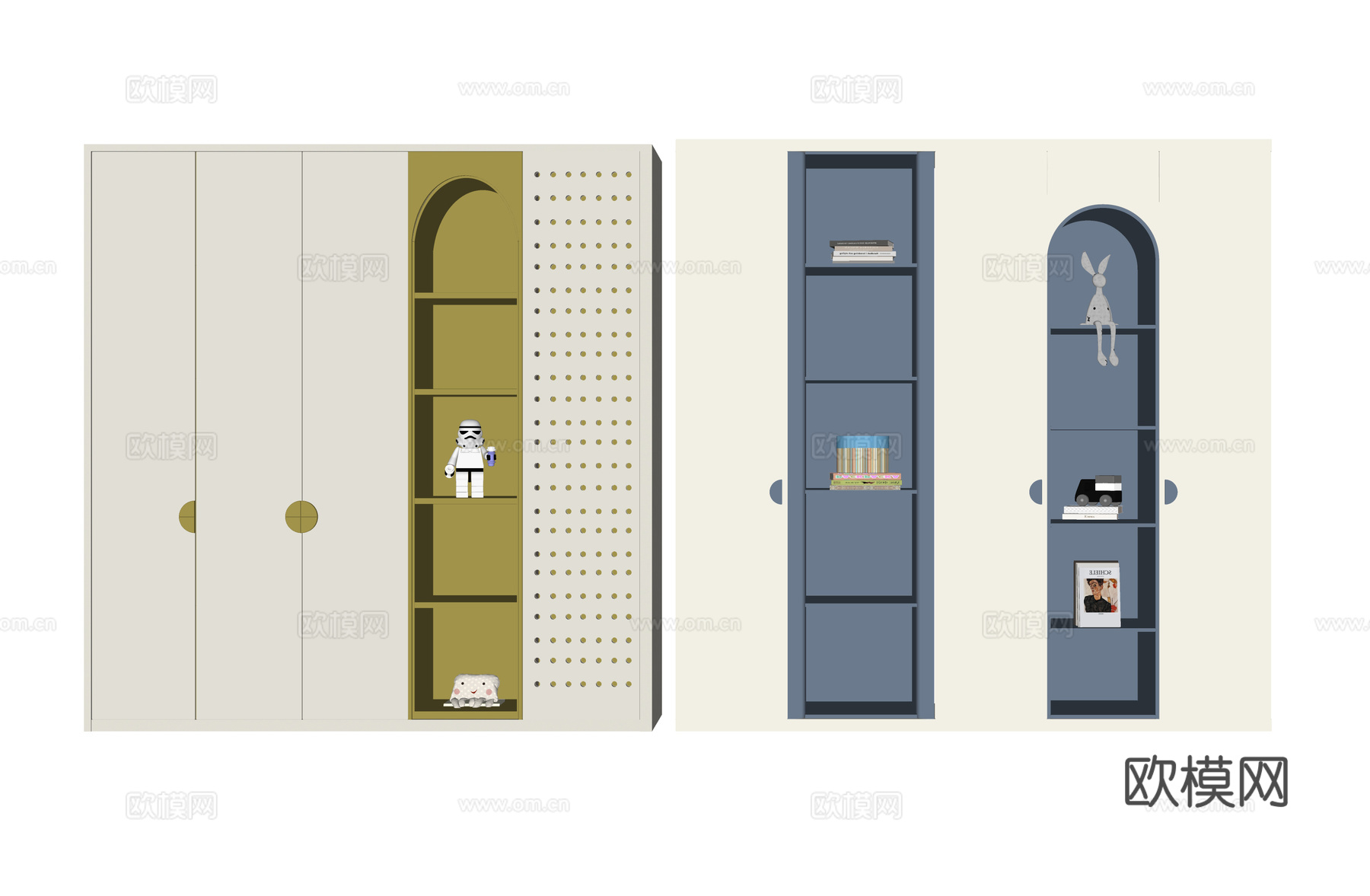 现代儿童衣柜su模型