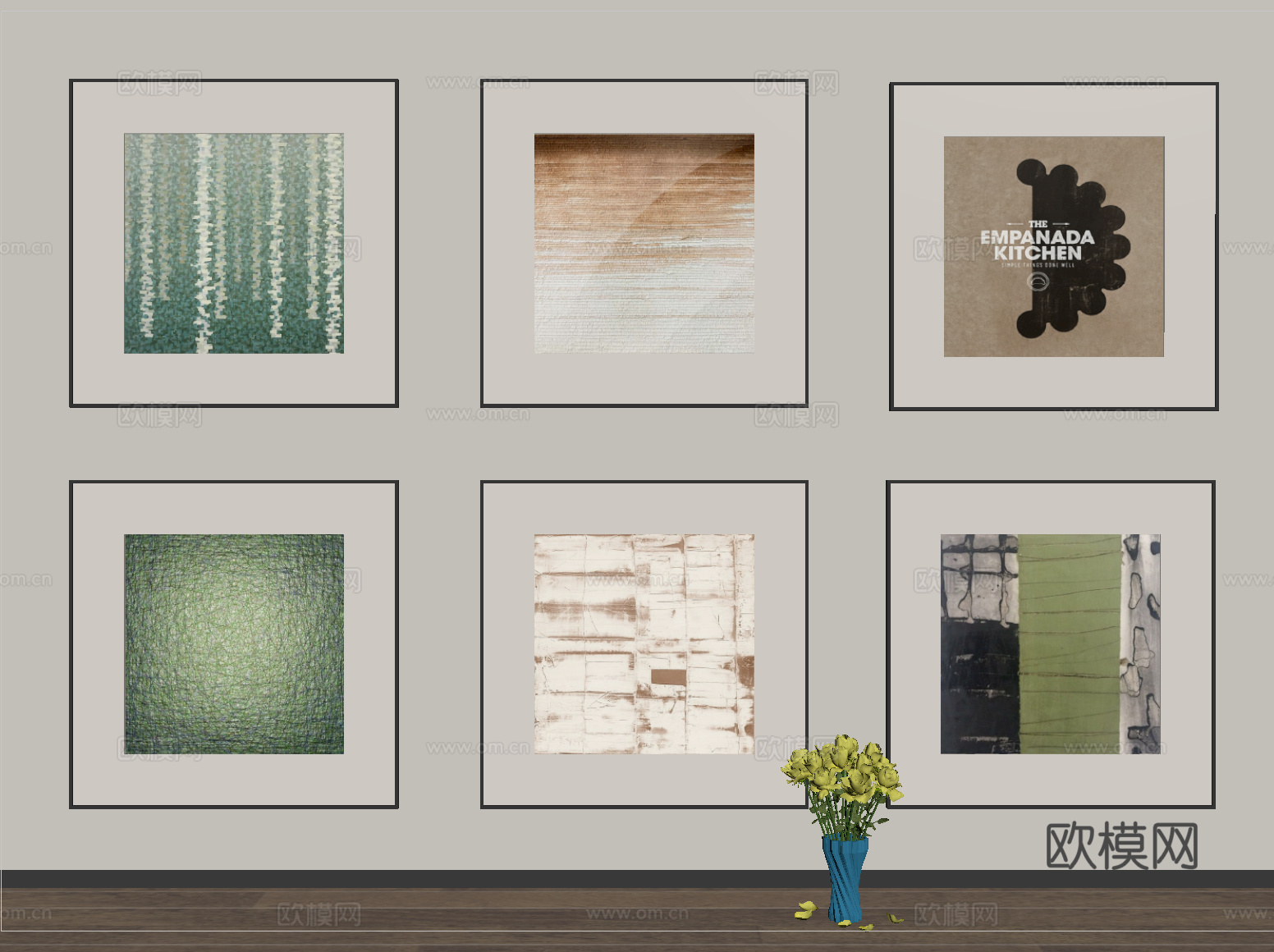 现代装饰画 挂画 抽象画su模型