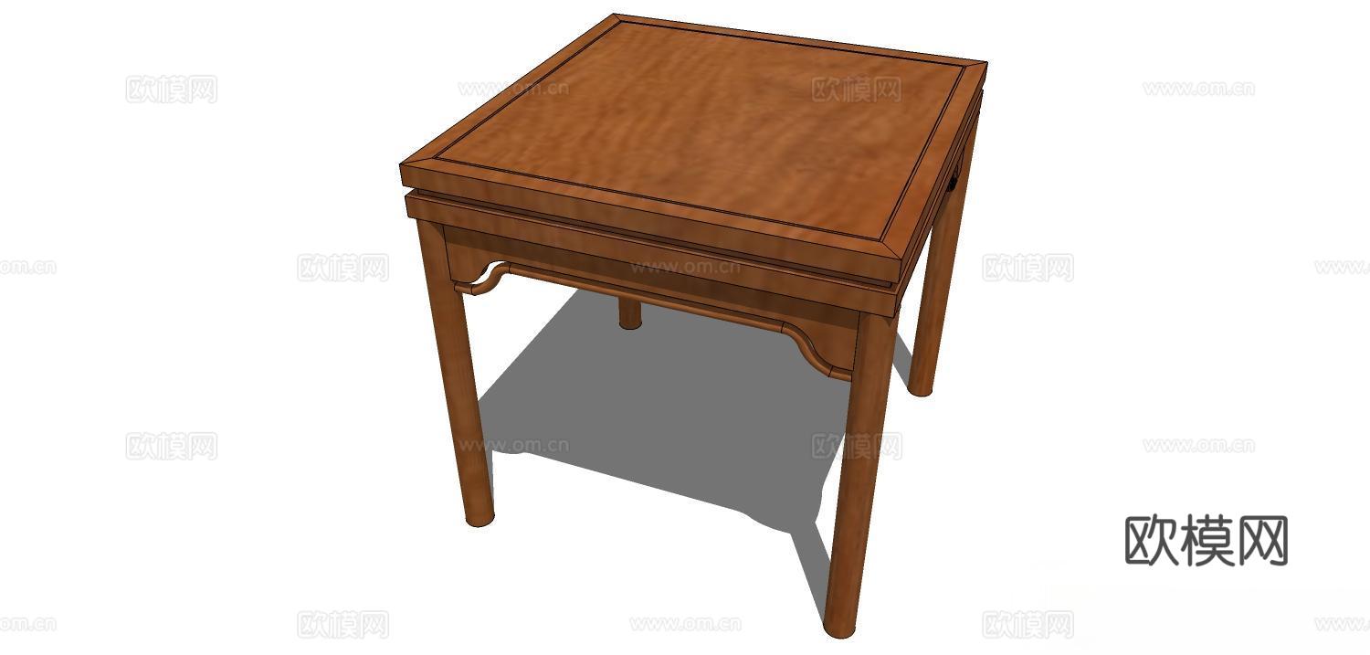 实木桌子 实木餐桌 家用桌子 桌子 新中式桌子su模型