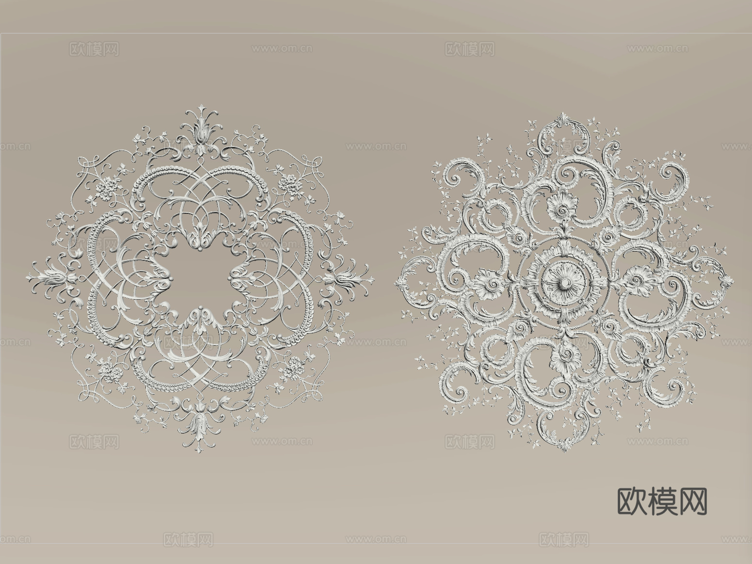 法式雕花 灯盘 石膏构件su模型