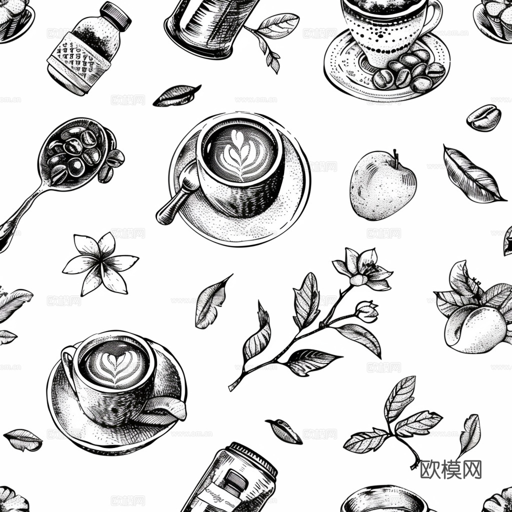 咖啡壁纸 花纹壁纸 卡通壁纸 壁纸