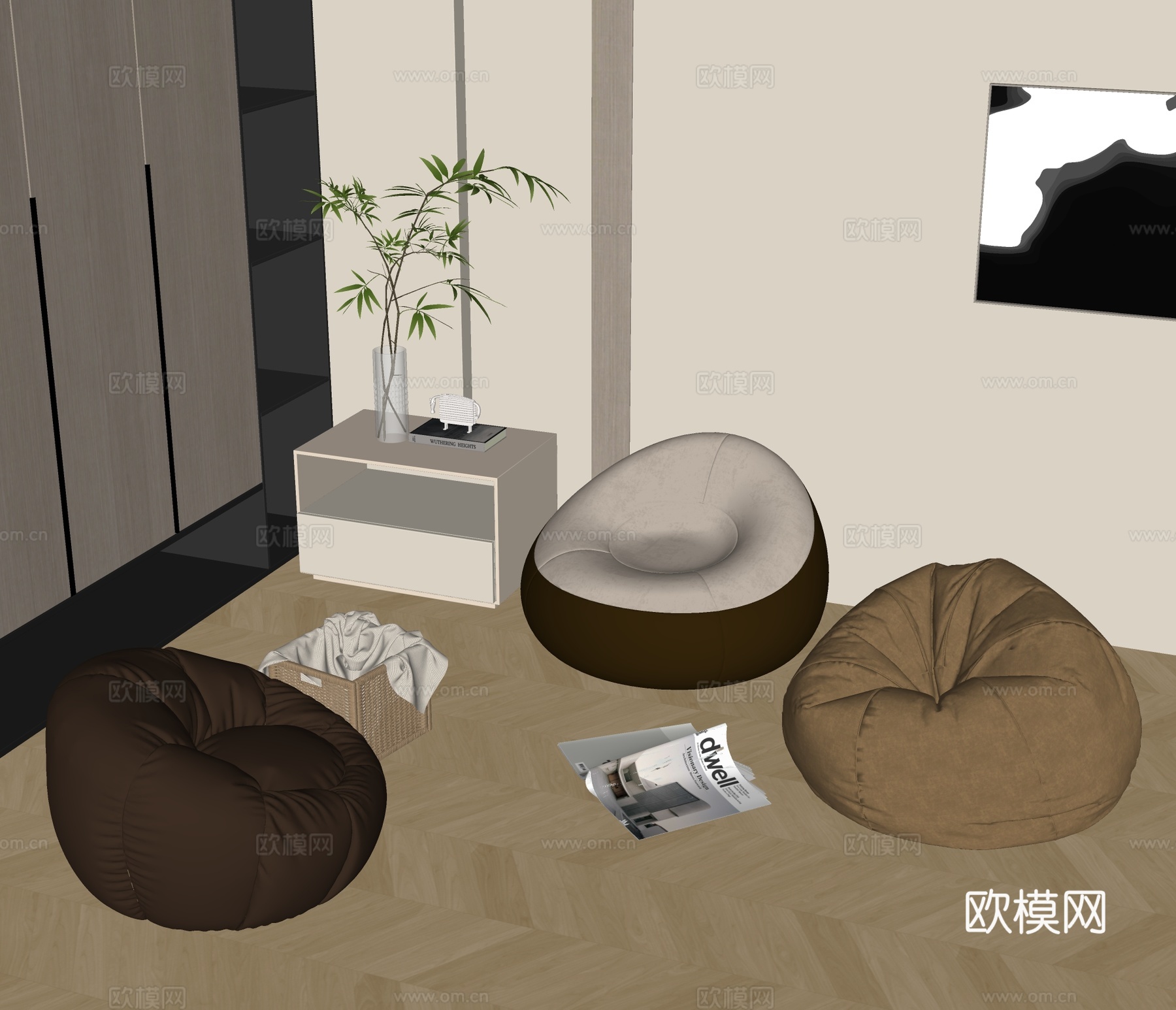 现代懒人沙发su模型