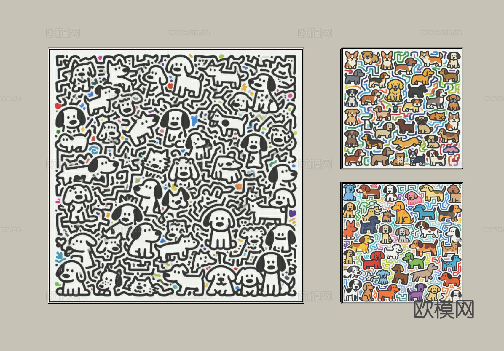 小狗简笔涂鸦画su模型