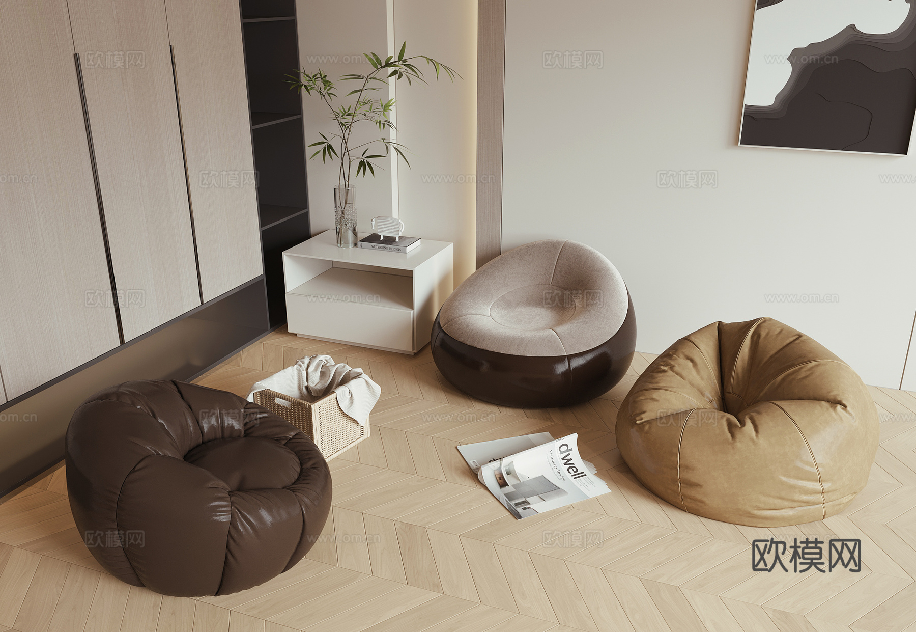 现代懒人沙发su模型