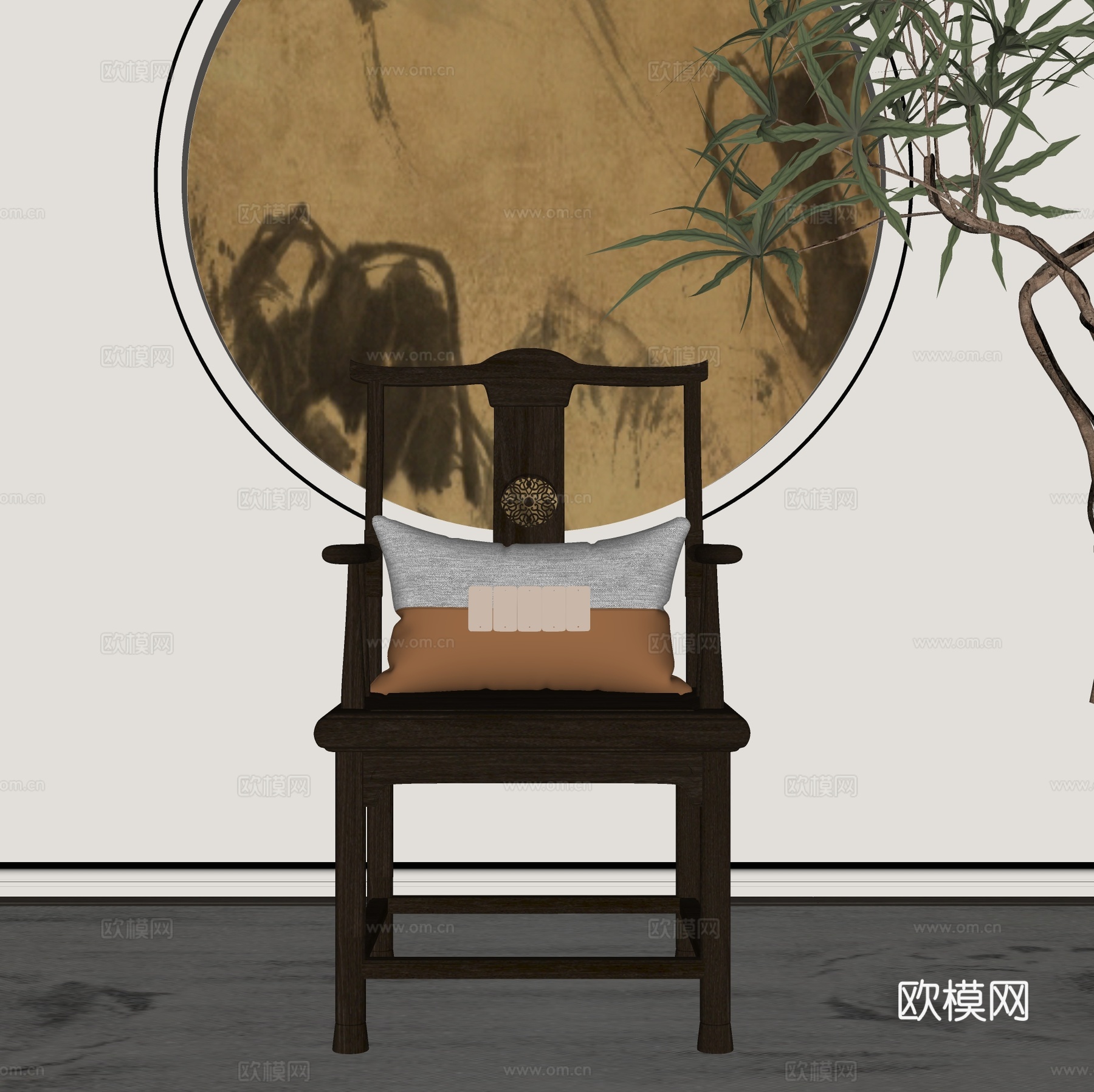 新中式单椅太师椅su模型