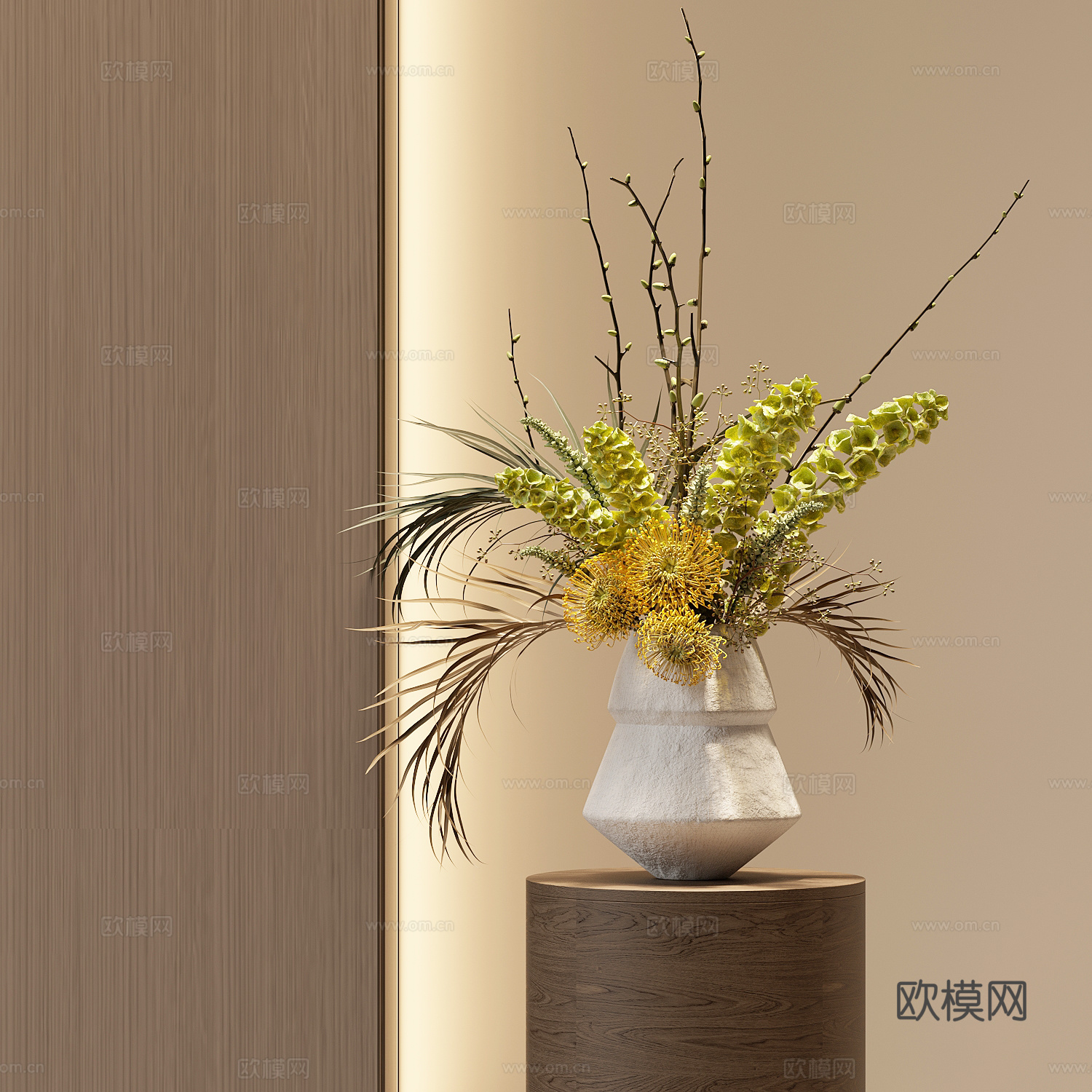 现代花瓶花艺插花3d模型下载