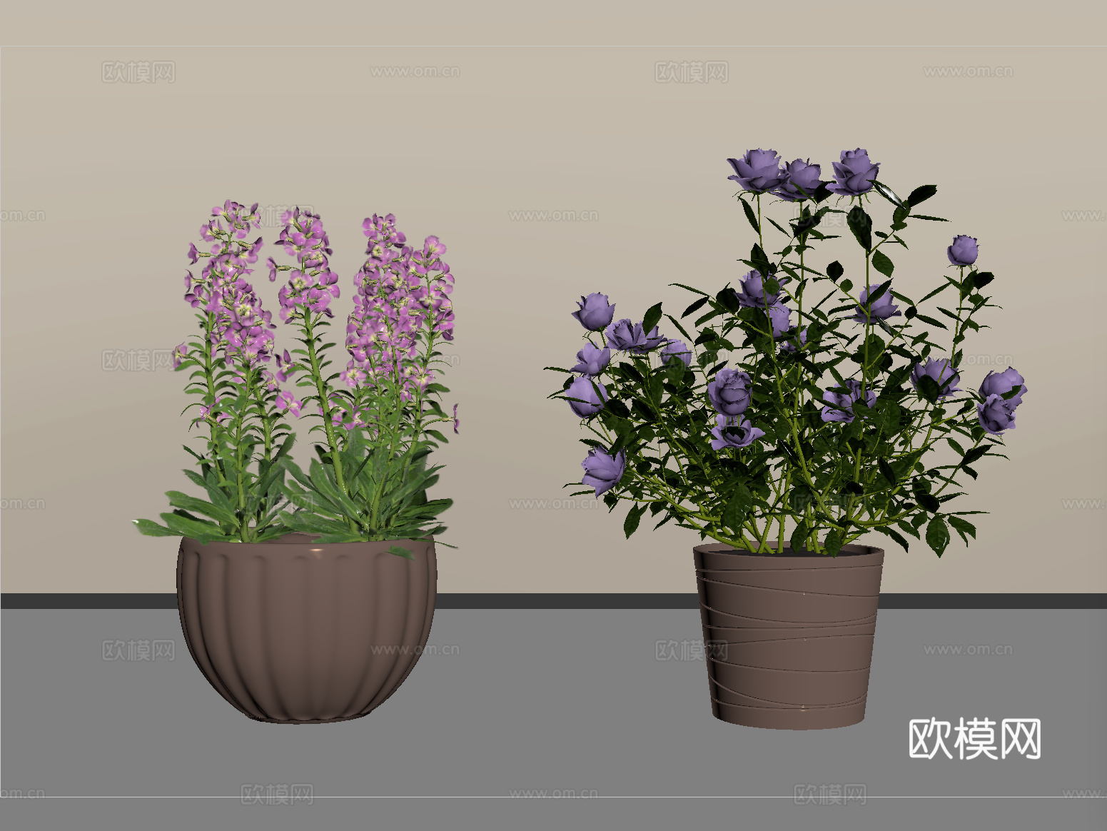 现代盆栽 盆景植物 盆栽 花盆su模型