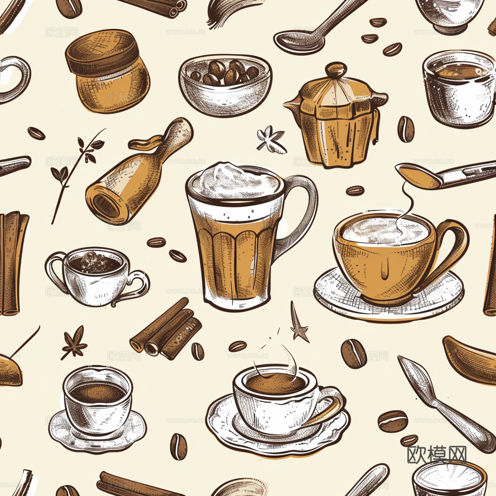 咖啡壁纸 花纹壁纸 卡通壁纸 壁纸下载