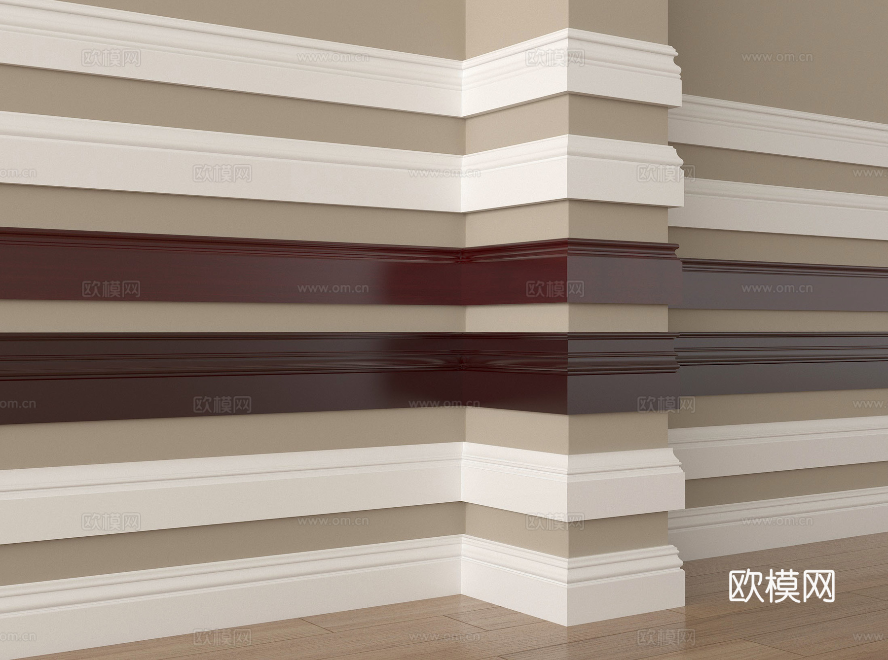 现代简约踢脚线 地脚线 石膏线su模型