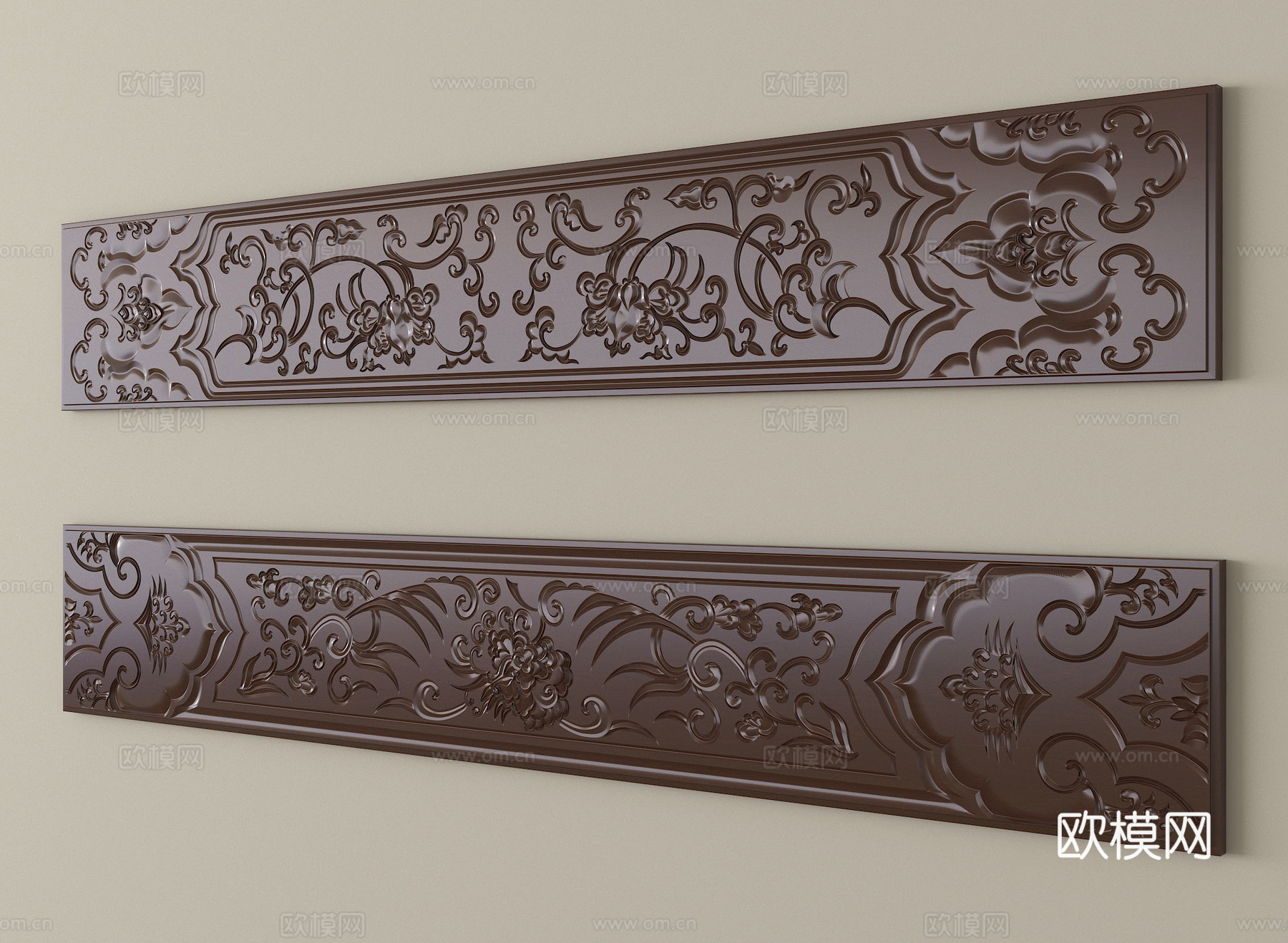 新中式浮雕画 雕花 浮雕景墙su模型