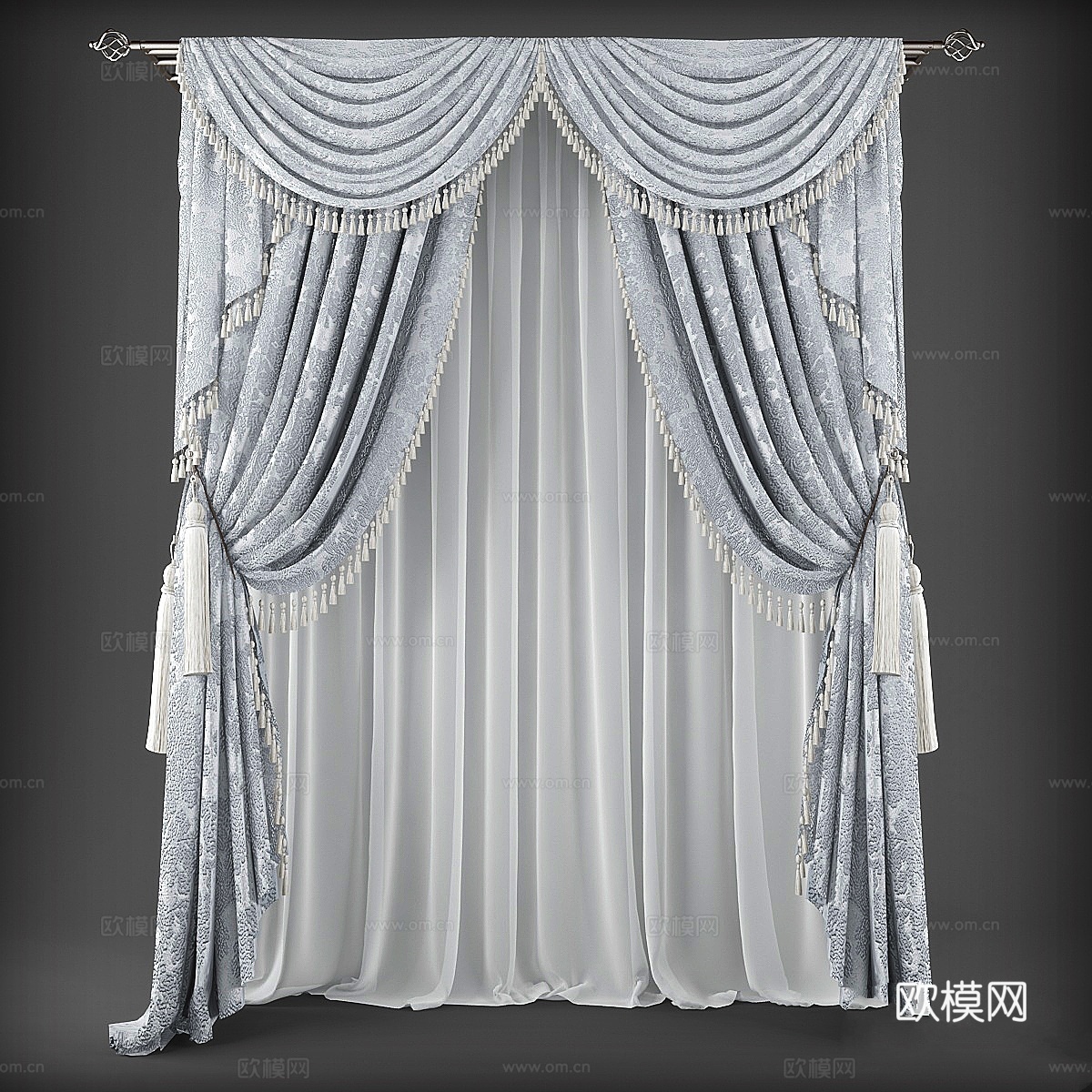 窗帘 新古典窗帘3d模型下载