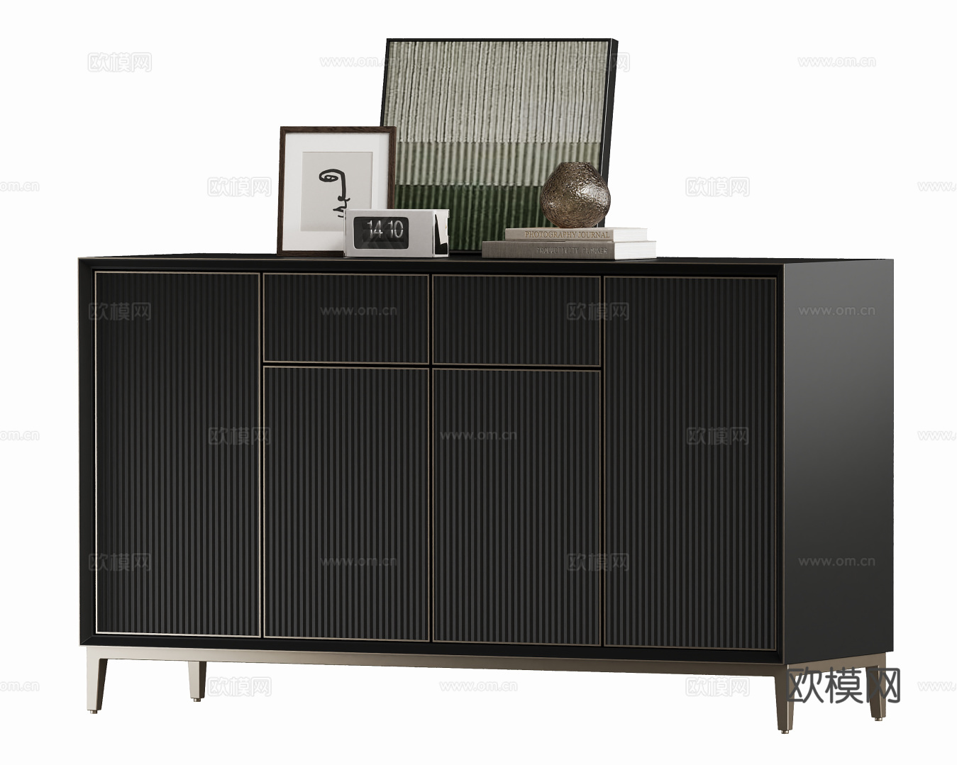 现代轻奢五斗柜玄关柜su模型