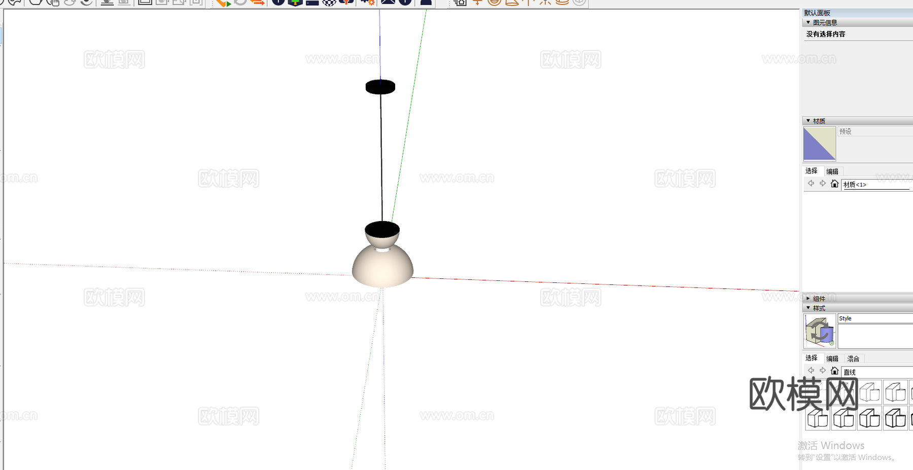 现代意式极简吊灯 中古风吊灯 轻法式奶油风吊灯  餐厅吊灯su模型
