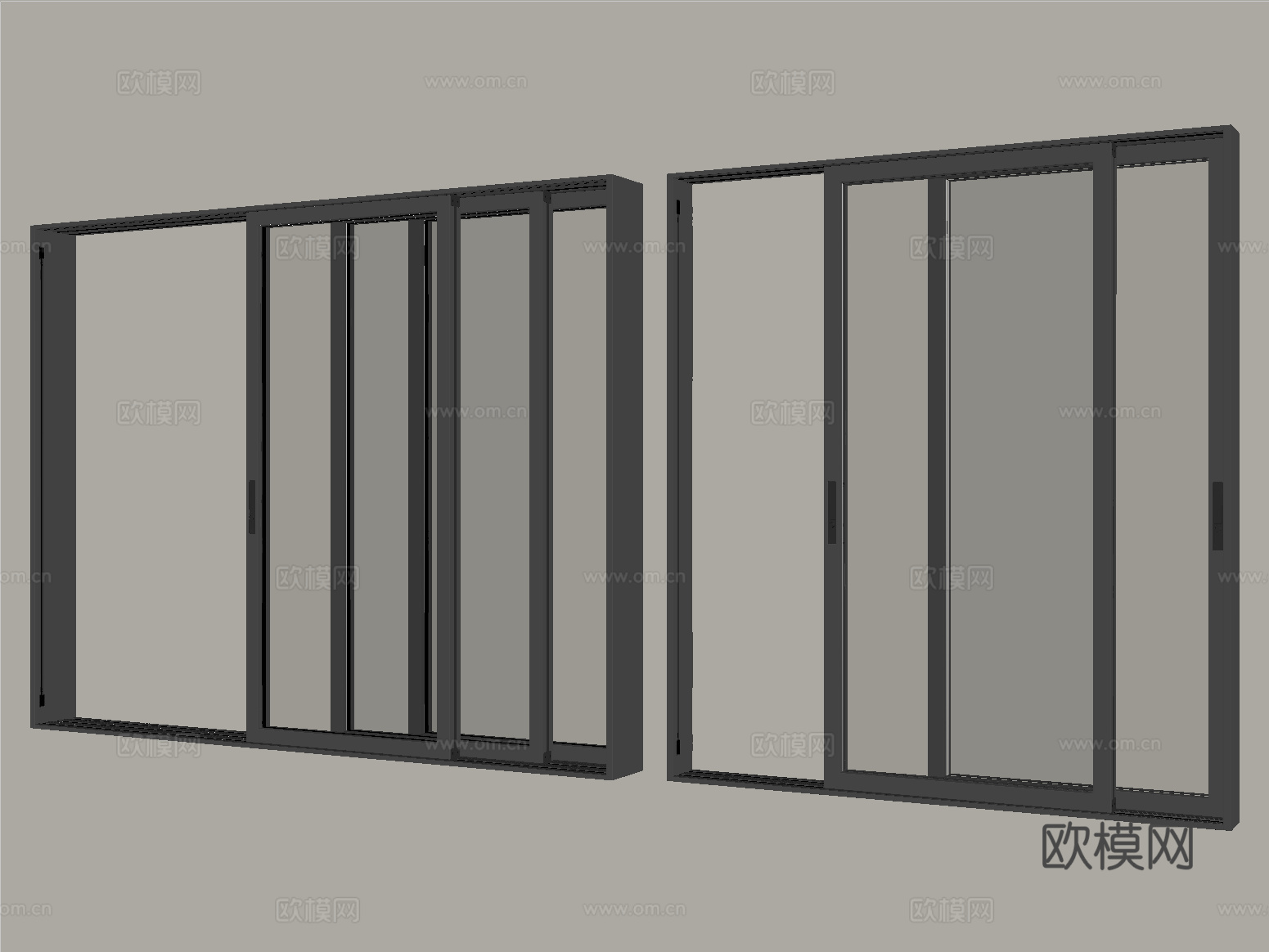 现代窗户推拉窗 落地窗 阳台窗su模型