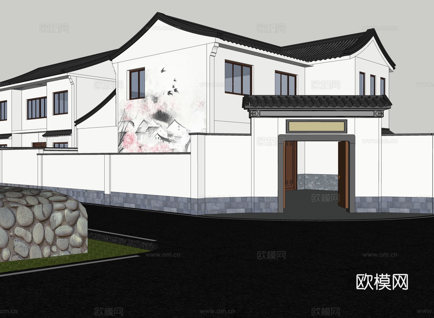 中式乡村民房 乡村 乡村庭院 徽派建筑su模型