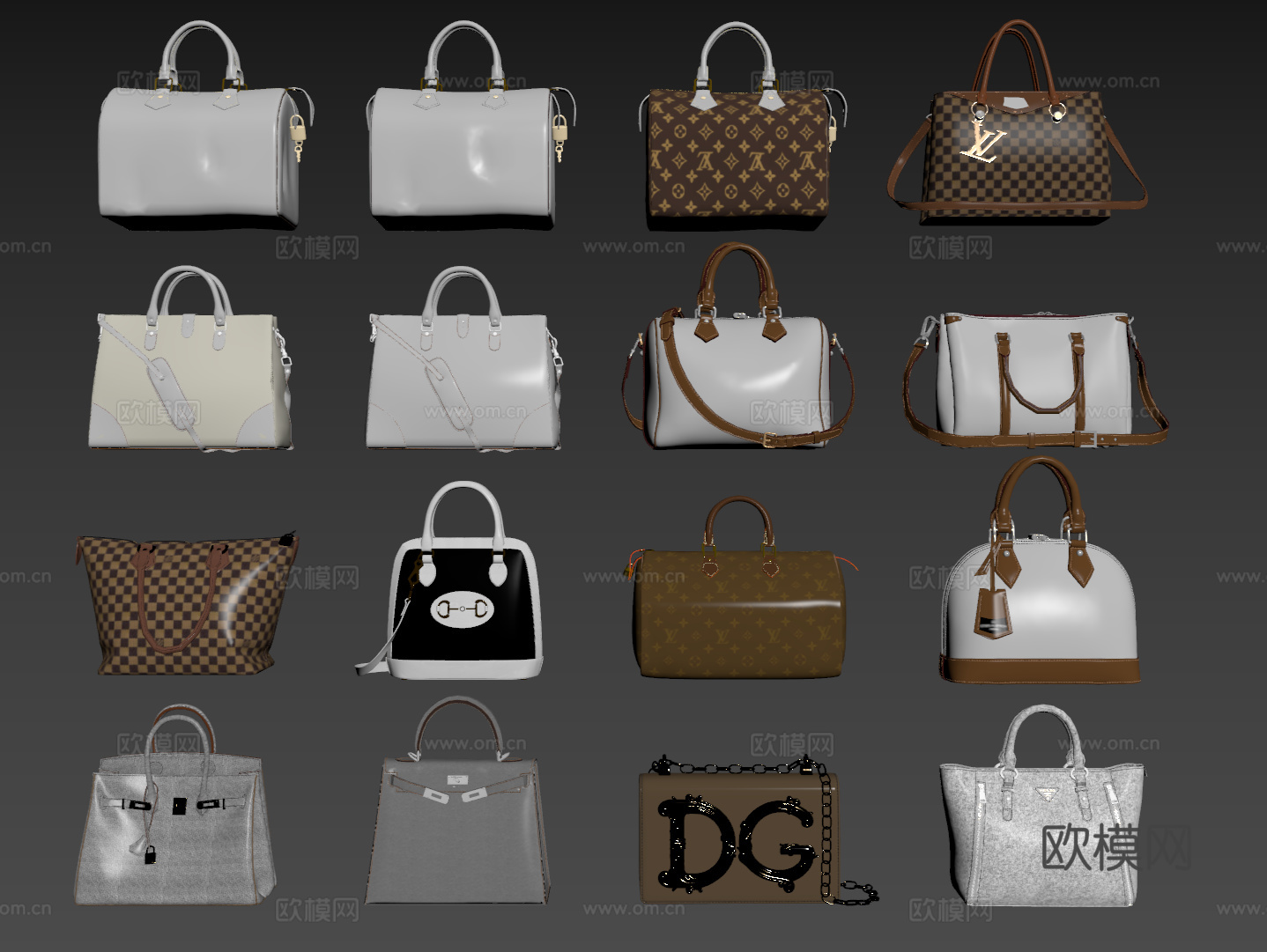 现代双肩包 背包 书包 皮包 行李包su模型