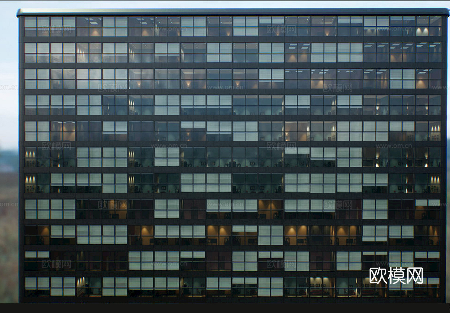 商场店铺门面夜景日景玻璃橱窗 写字楼大楼玻璃幕墙外立面贴图下载