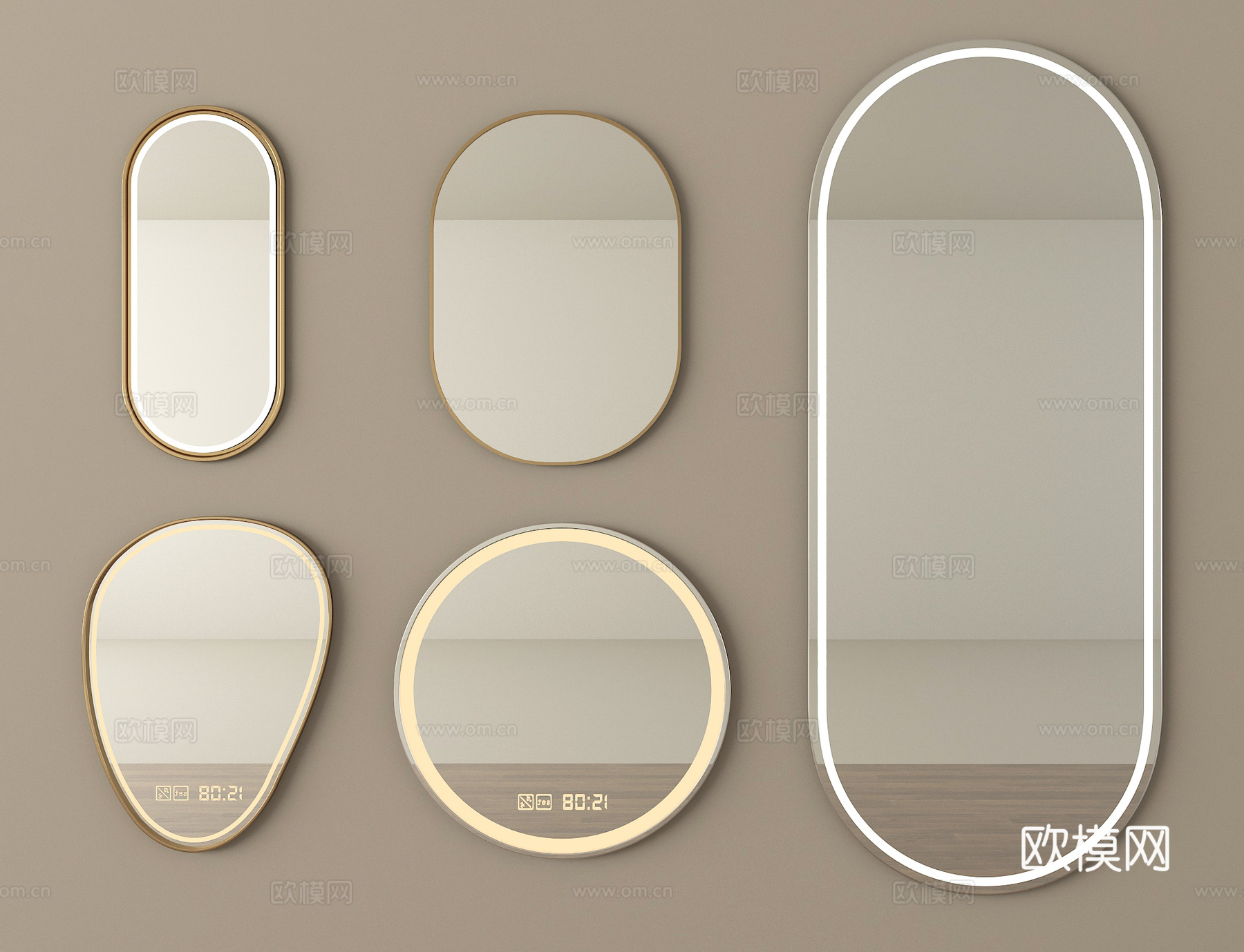 现代浴室镜 化妆镜 装饰镜 穿衣镜 智能镜3d模型下载
