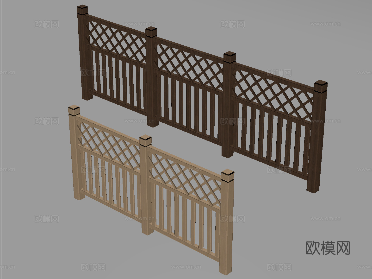 现代户外防腐木栅栏 庭院木栅栏 篱笆隔断 实木护栏 篱笆护栏su模型