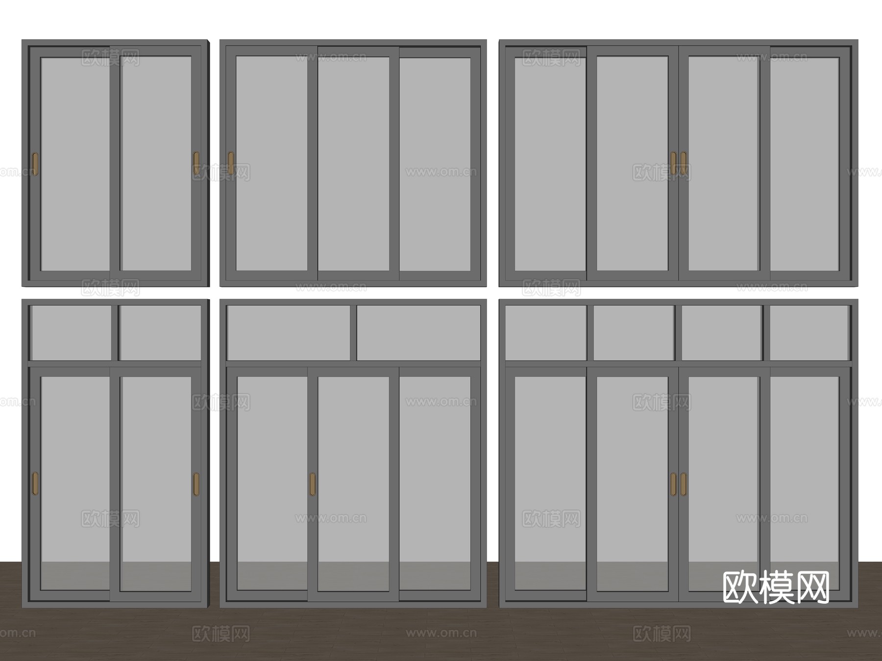 现代推拉门 玻璃推拉门 玻璃门 三联动推拉门 厨房门su模型