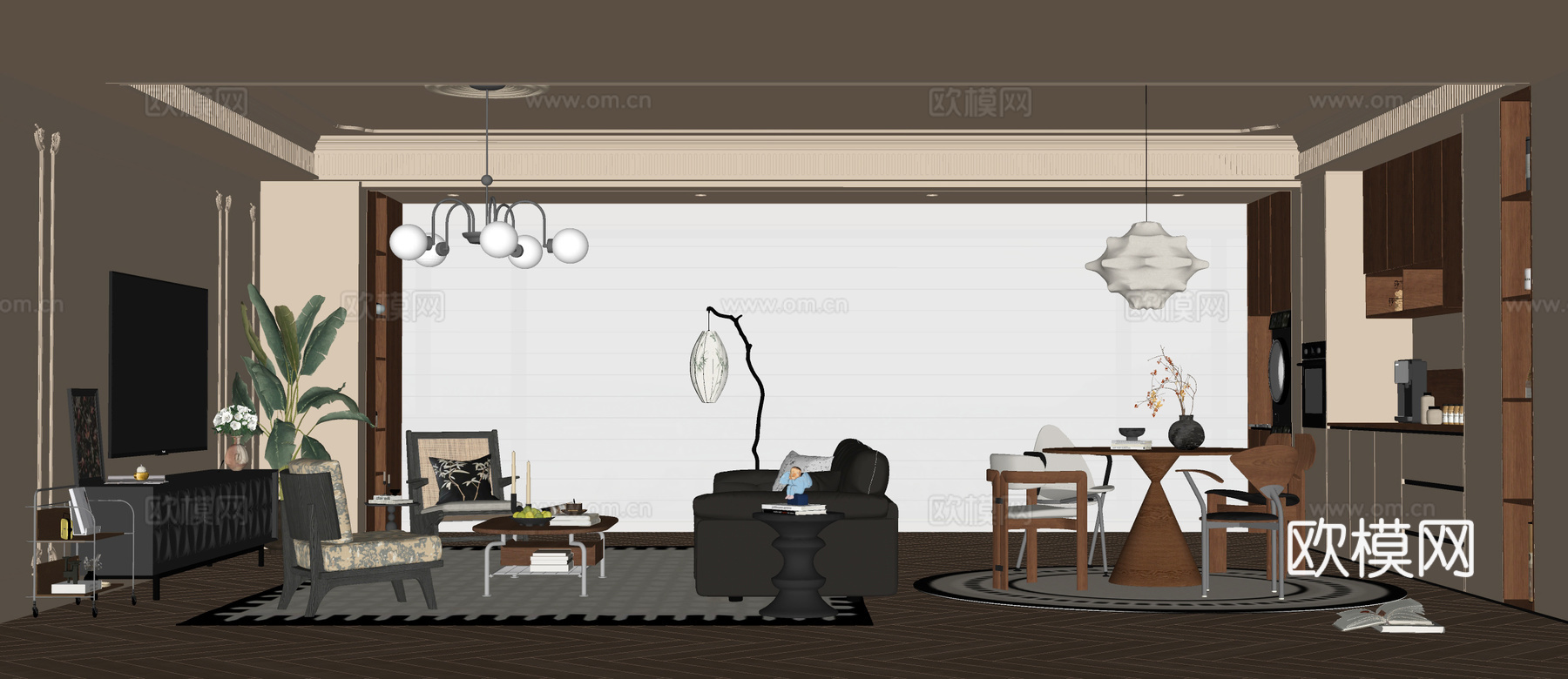 法式中古风客餐厅su模型