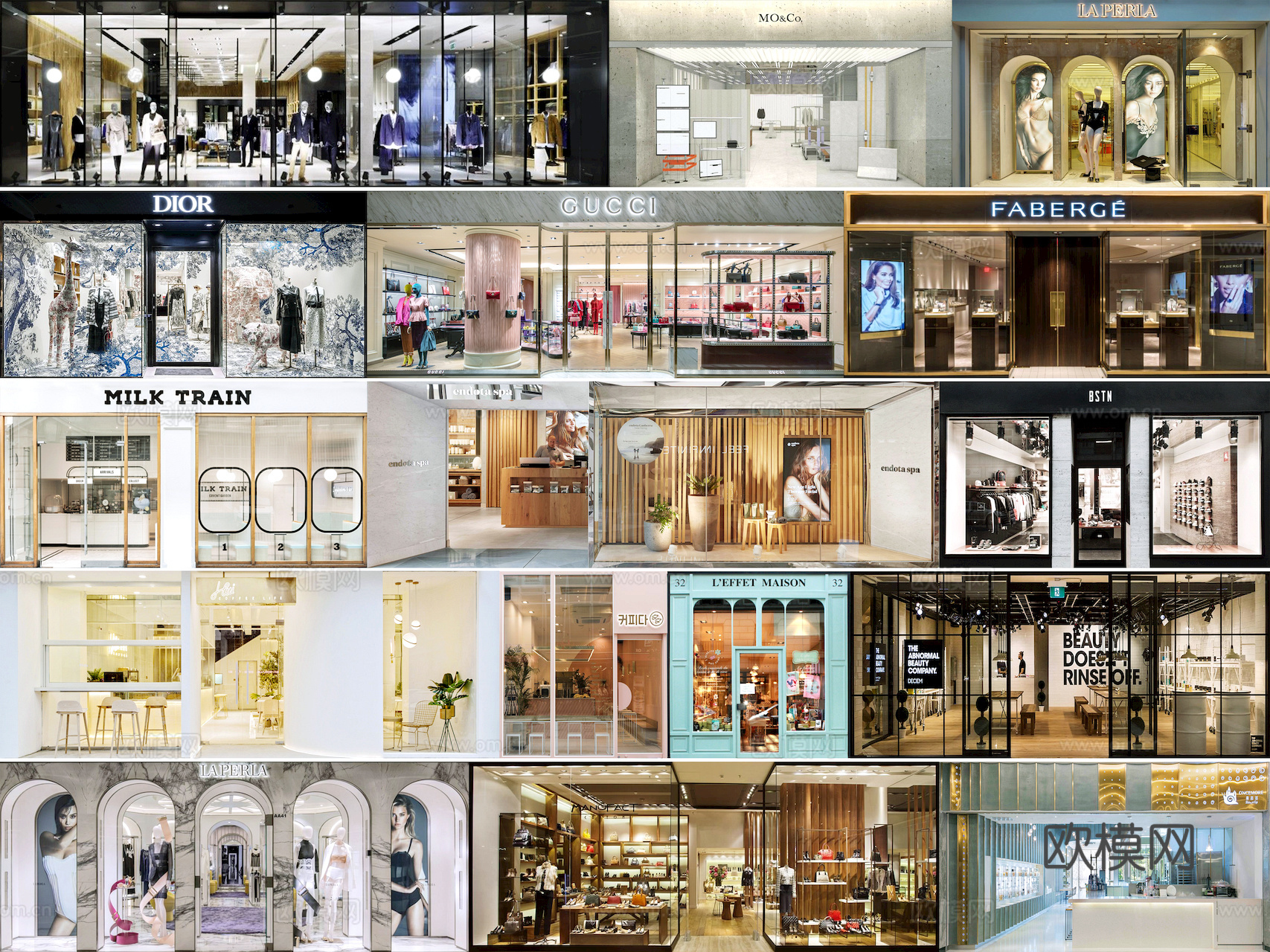 商场店铺门面夜景日景玻璃橱窗 写字楼大楼玻璃幕墙外立面贴图下载