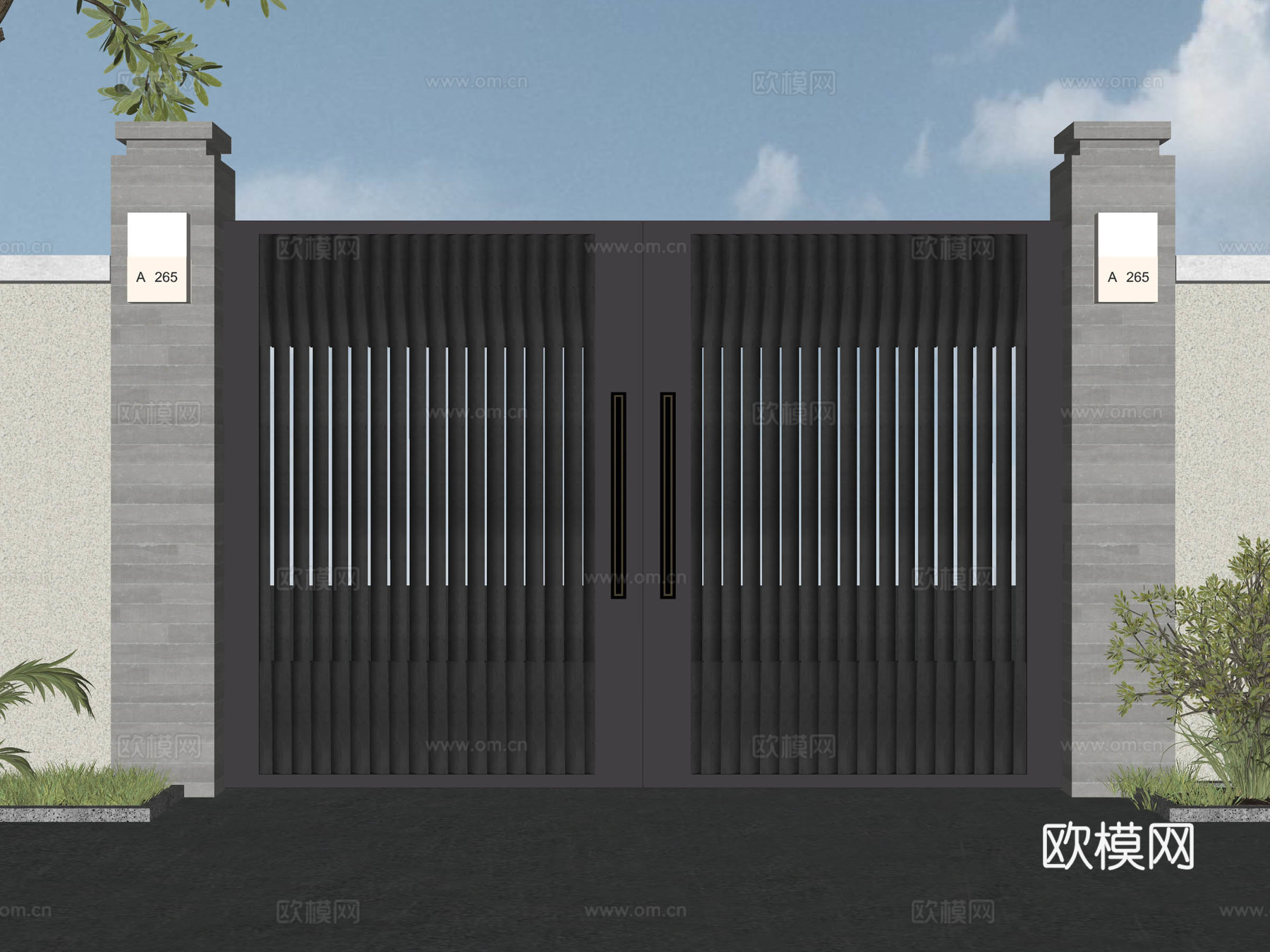 庭院门 别墅门 花园门 铁艺大门 入户门 大门su模型
