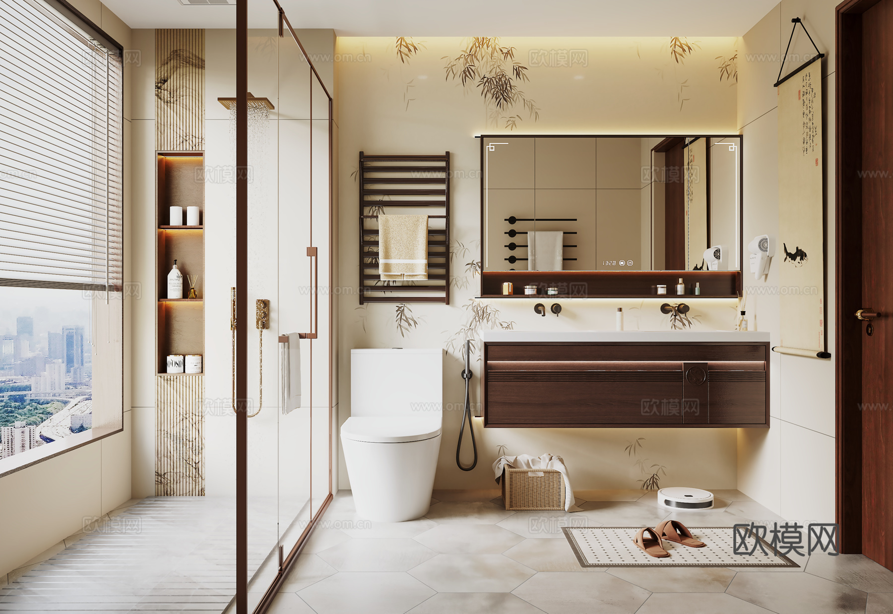 宋式卫生间 干湿分离卫生间 卫浴用品su模型