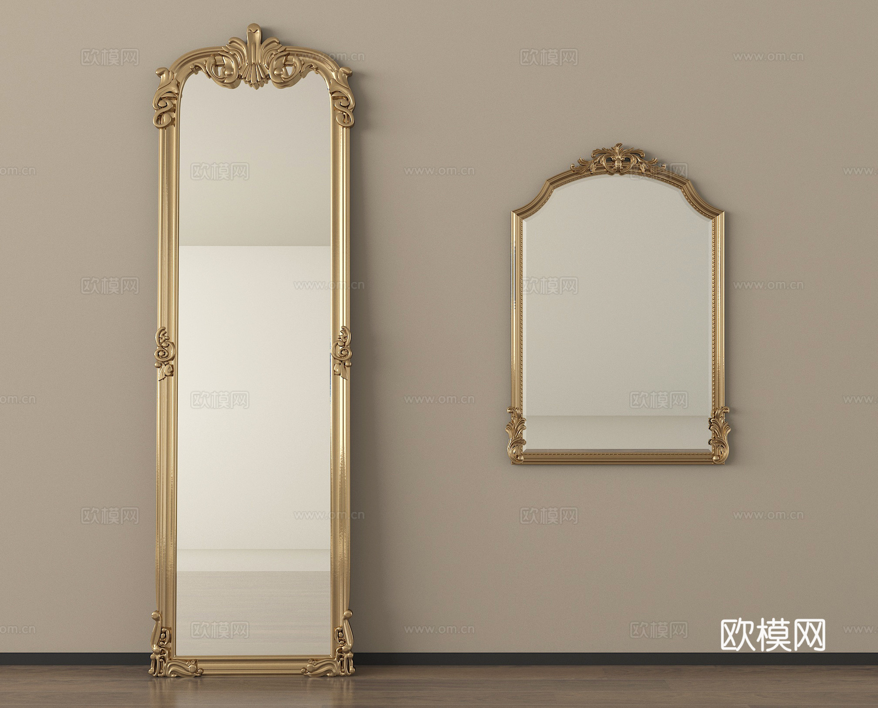 法式化妆镜 装饰镜 卫浴镜 穿衣镜 落地镜3d模型下载