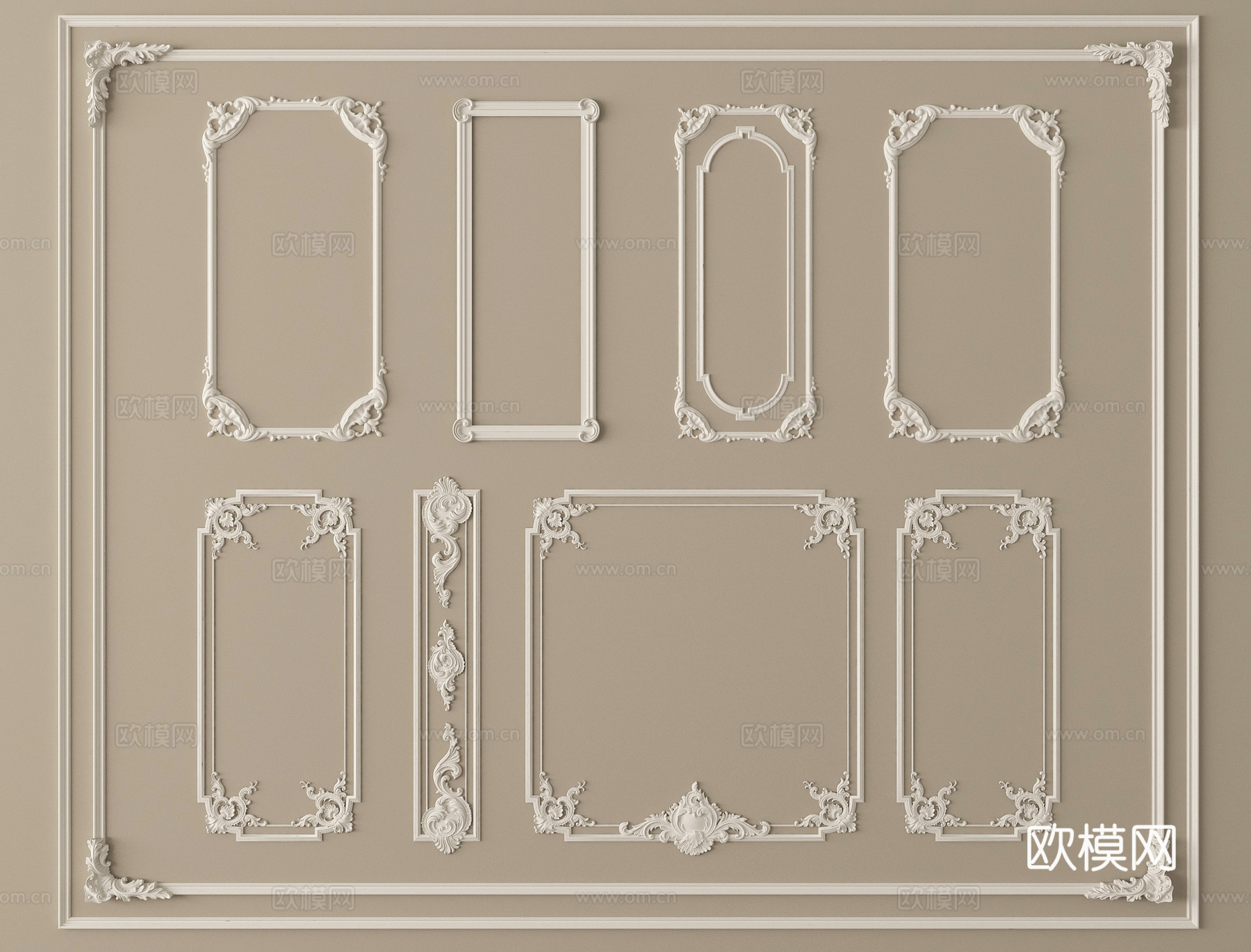 法式线条 雕花线条 构件线条 石膏线su模型