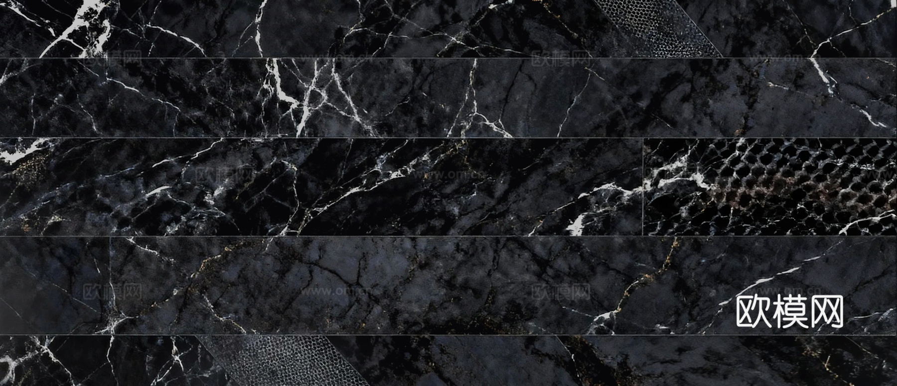 黑色拼花瓷砖 黑色奢石拼花 黑白根奢石拼花 现代轻奢黑地砖