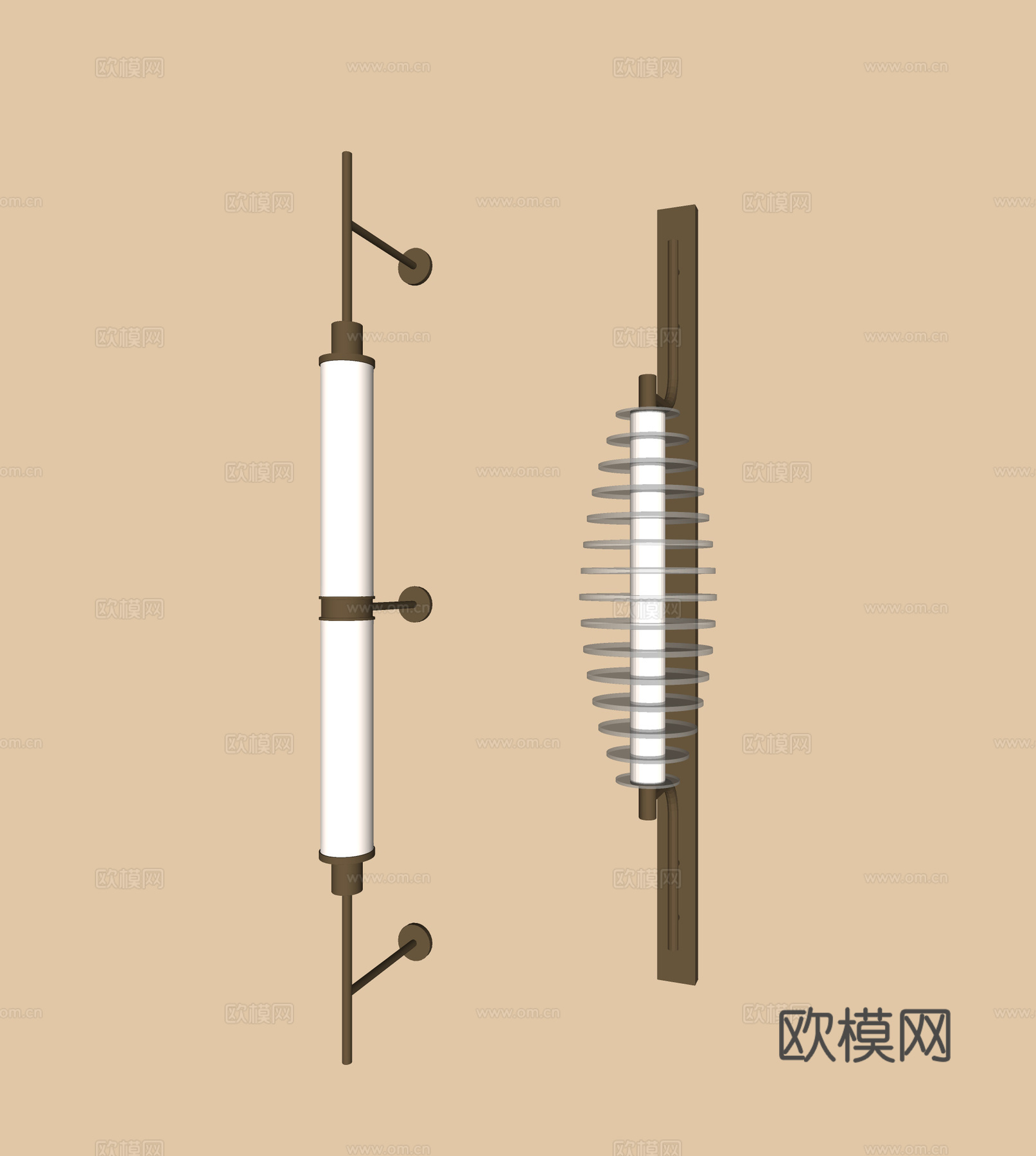 现代轻奢壁灯 金属壁灯 长条壁灯 床头壁灯 镜前壁灯su模型
