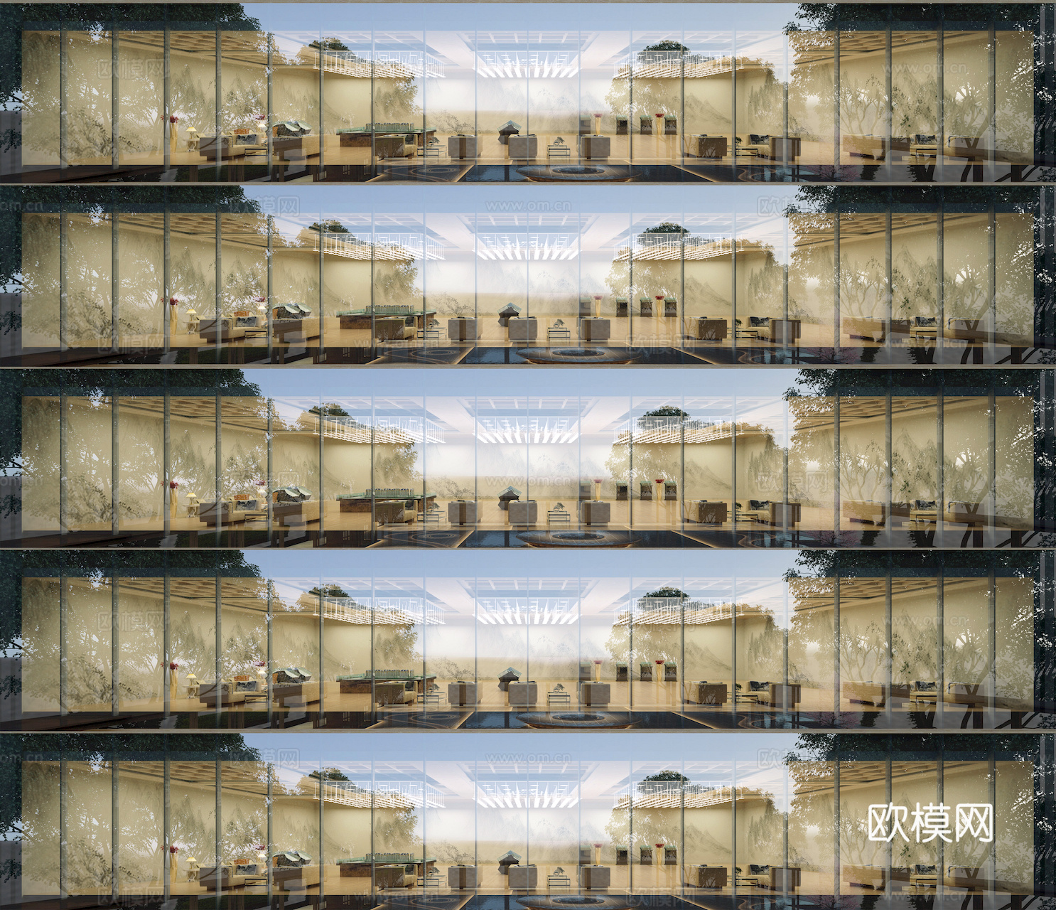 商场店铺门面夜景日景玻璃橱窗 写字楼大楼玻璃幕墙外立面贴图下载