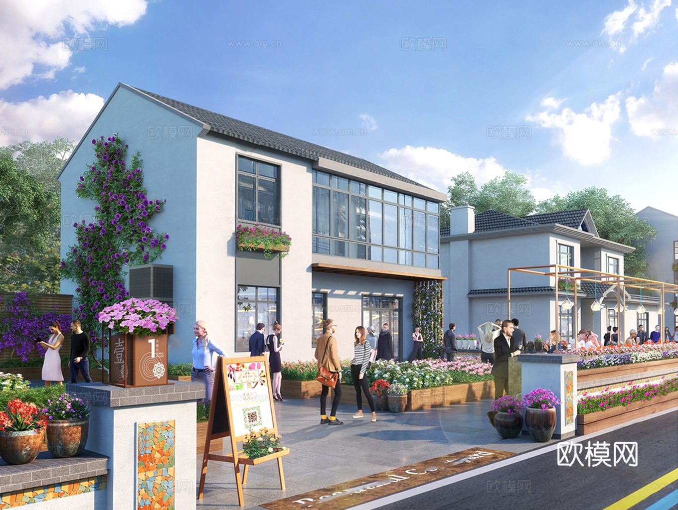 现代乡村自建房 农村别墅su模型