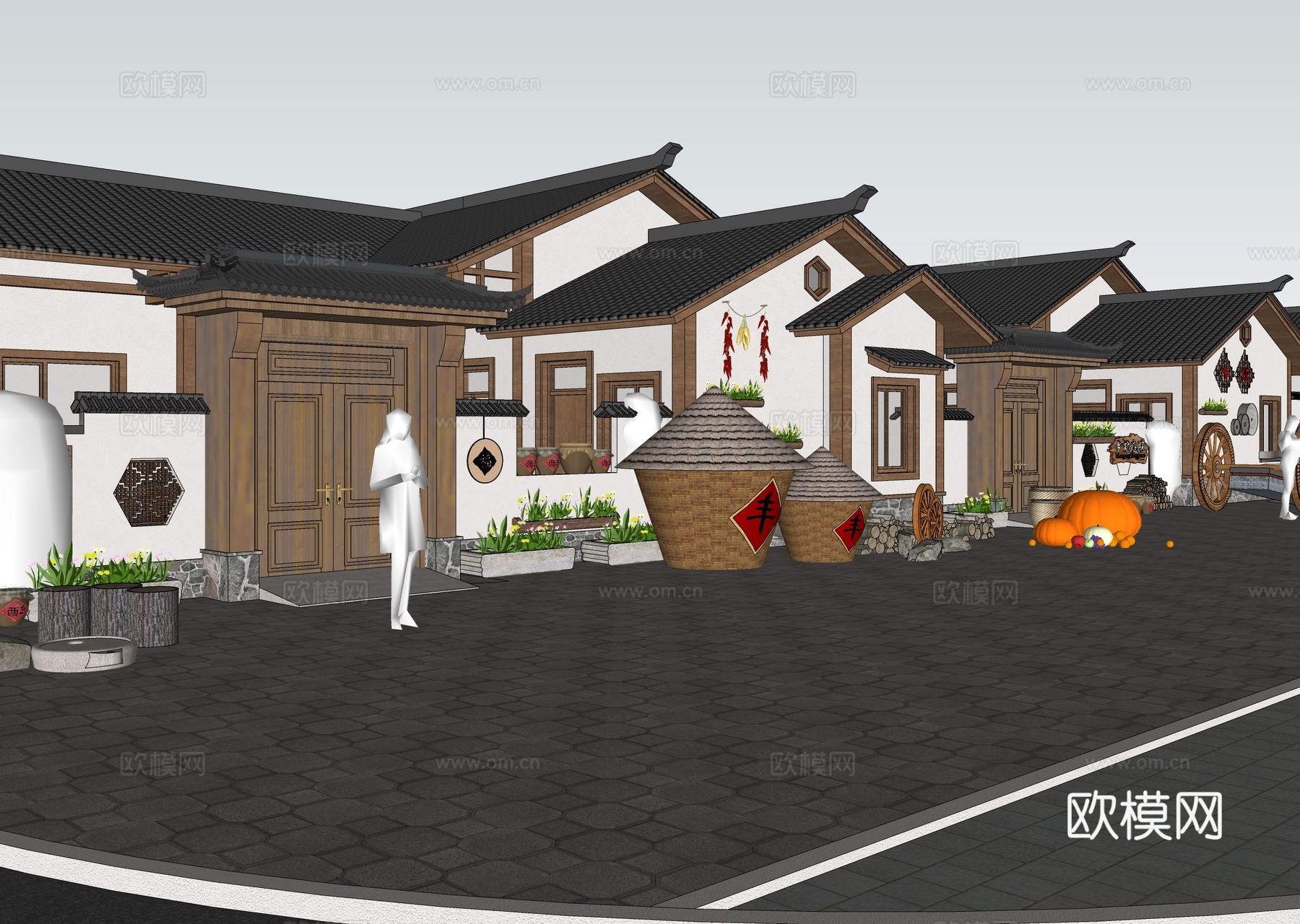 现代乡村民房 新农村 美丽乡村su模型