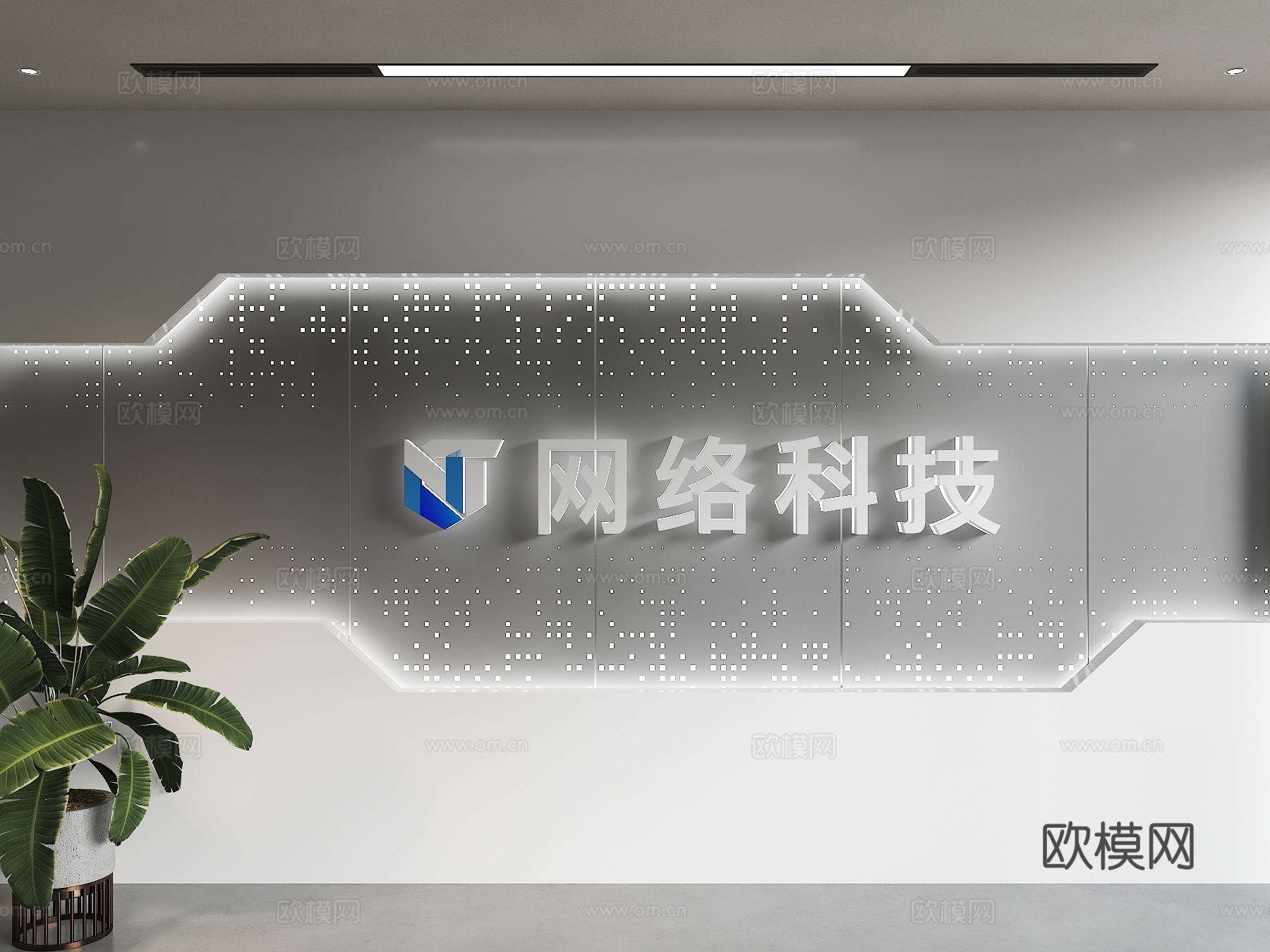 现代背景墙 前台背景墙 公司形象墙 接待背景墙 科技背景墙su模型