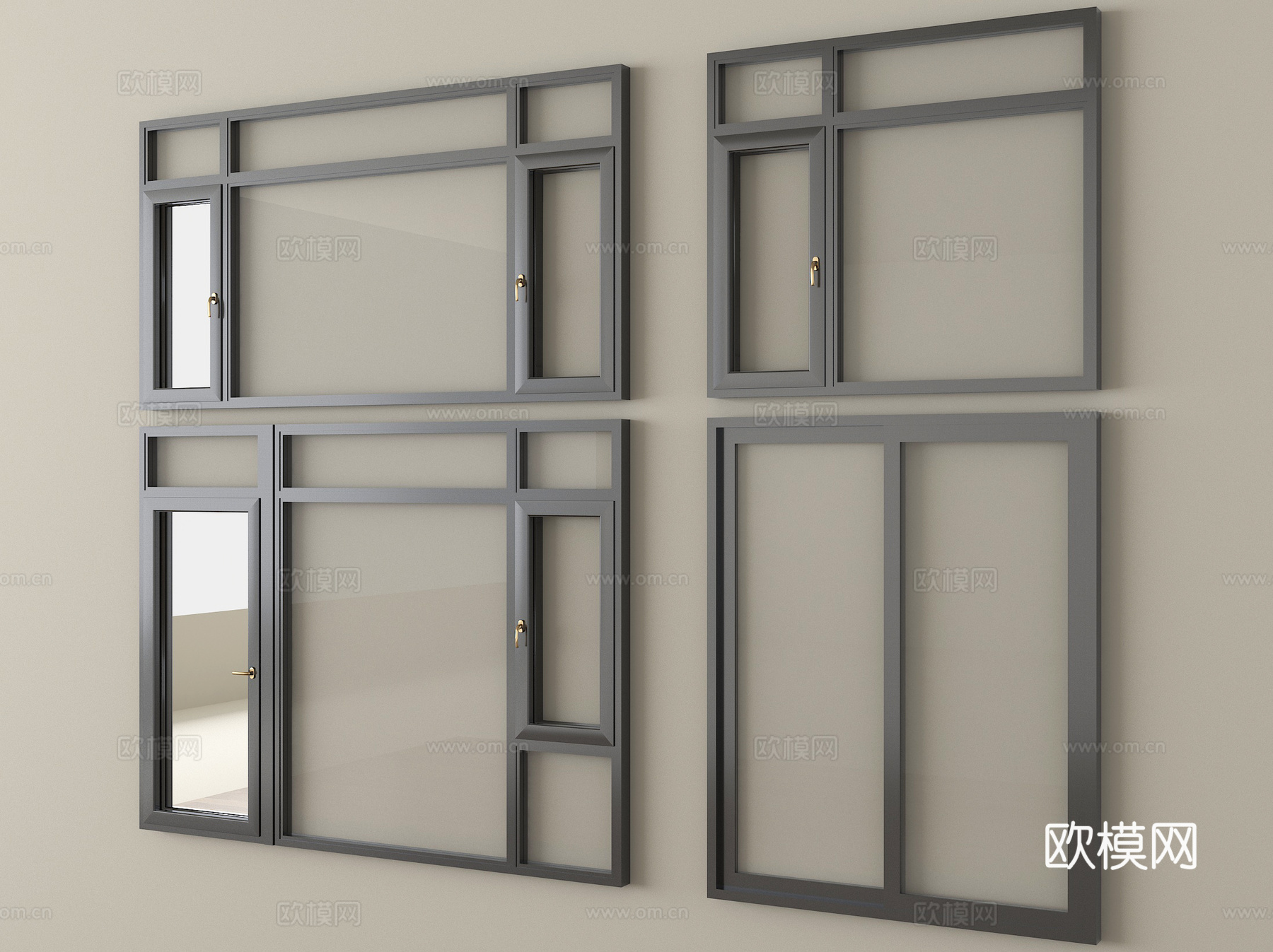 现代窗户平开窗 推拉窗 落地窗 阳台窗su模型