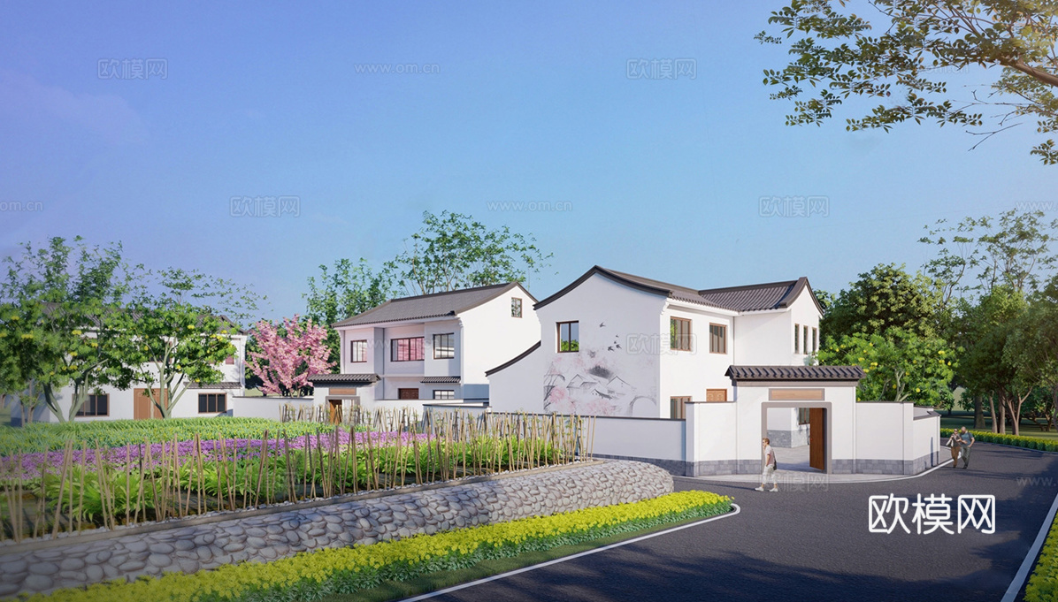 中式乡村民房 乡村 乡村庭院 徽派建筑su模型