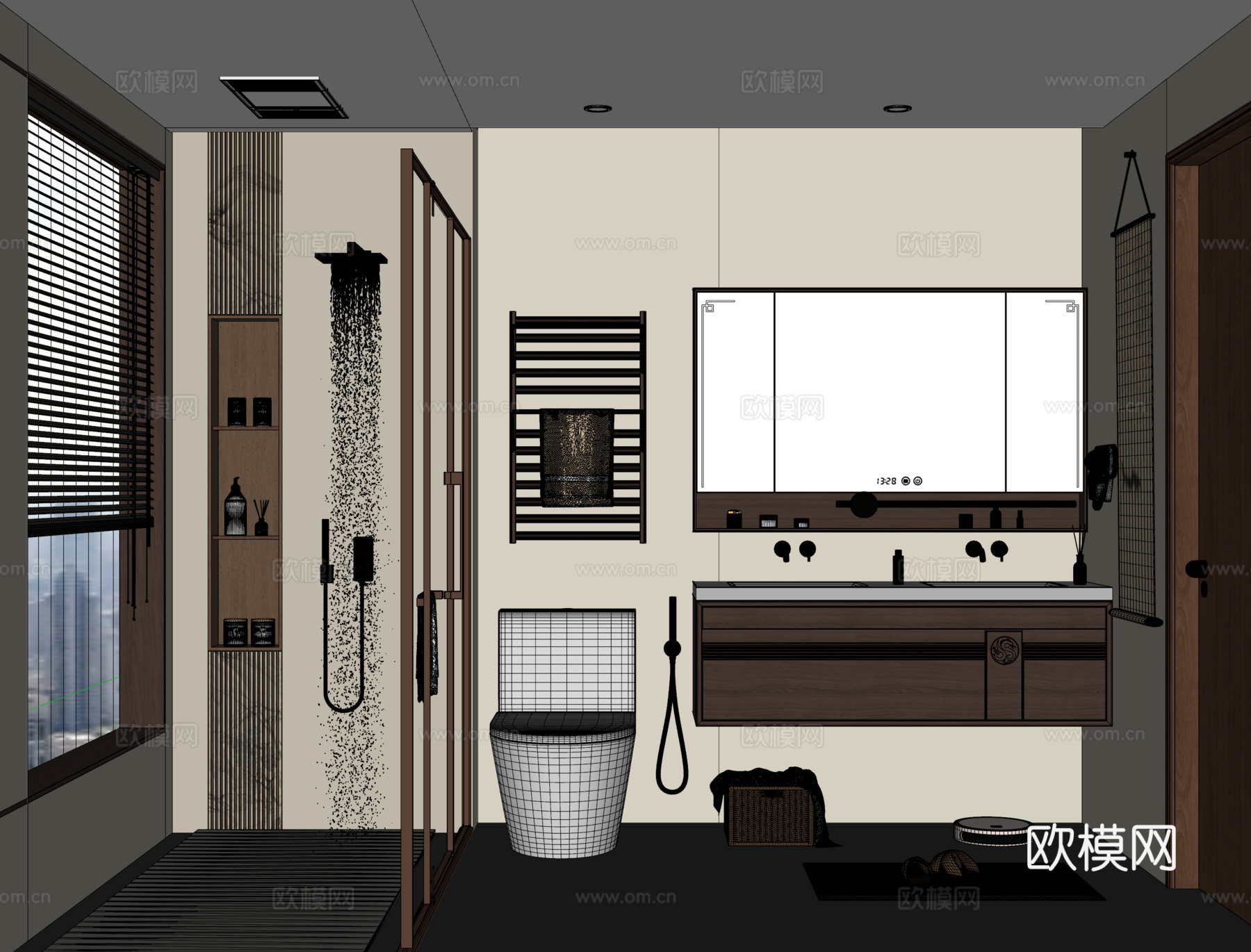 宋式卫生间 干湿分离卫生间 卫浴用品su模型