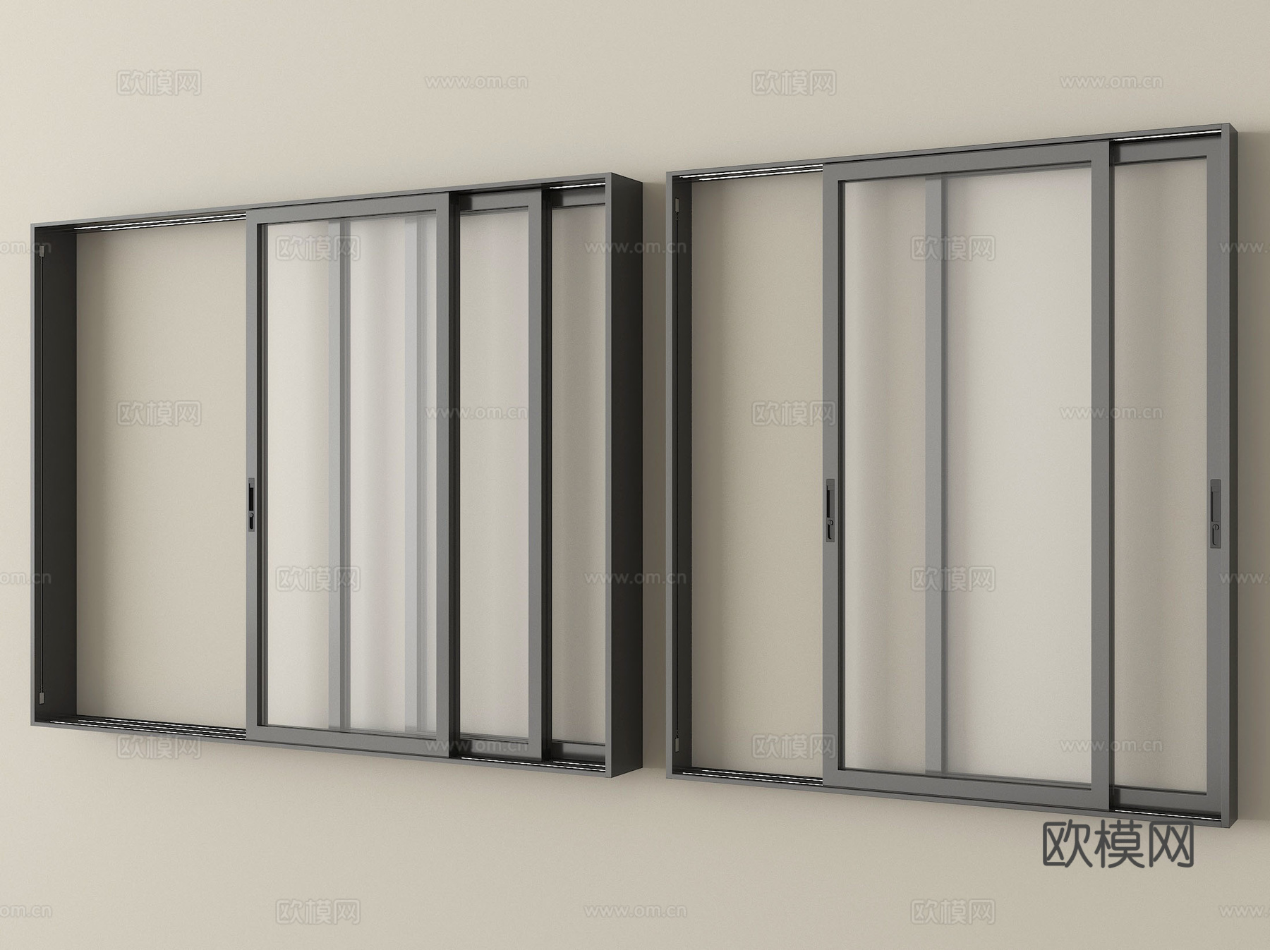 现代窗户推拉窗 落地窗 阳台窗su模型