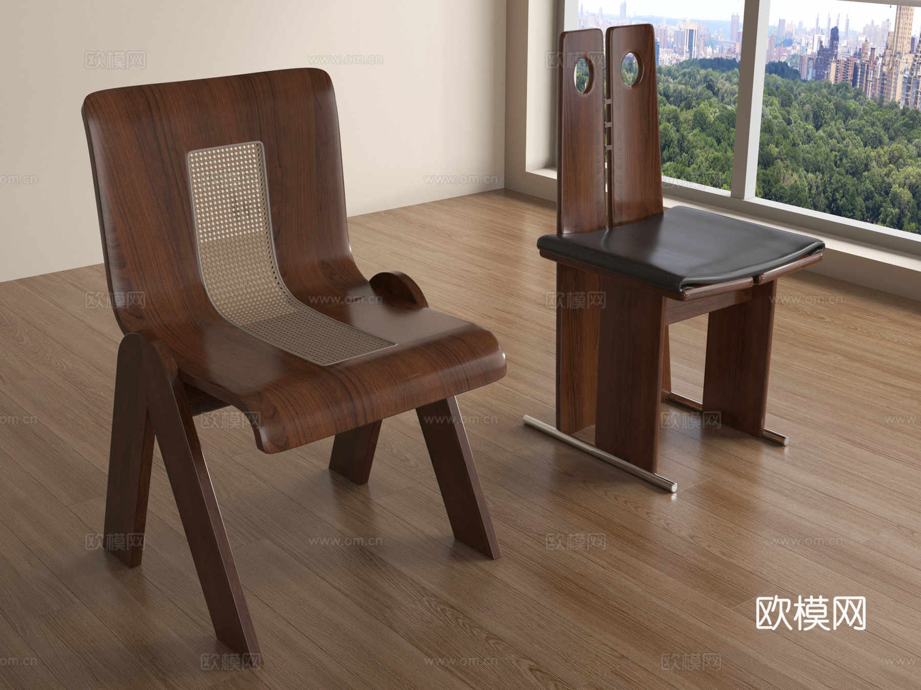 侘寂风餐椅 单椅 休闲椅 实木3d模型下载