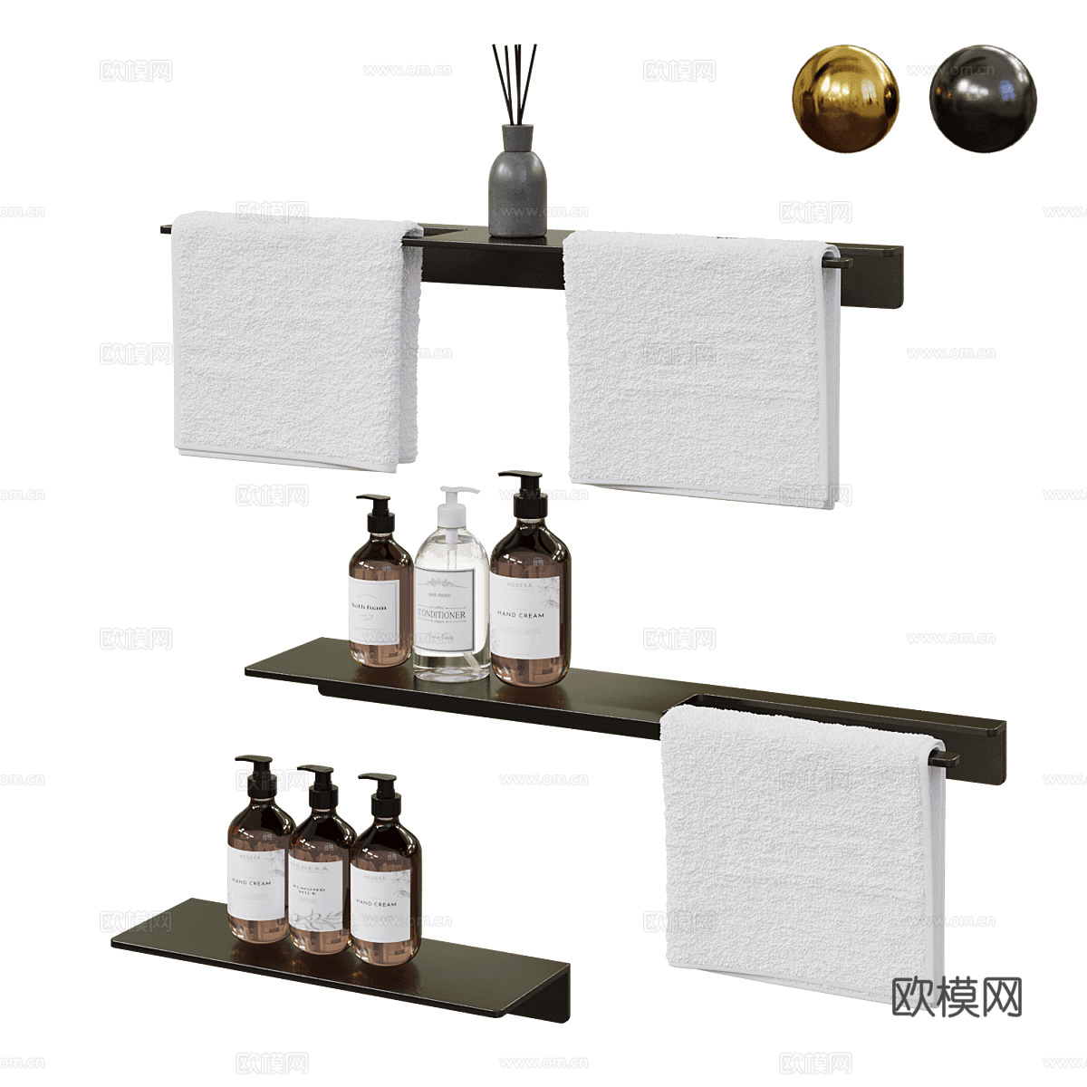 现代极简浴室搁板 浴室配件3d模型下载（渲染图1）
